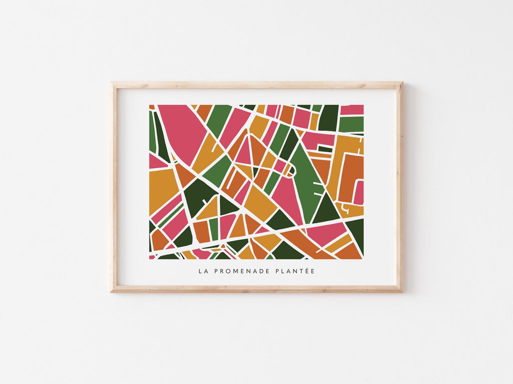 Paris Minimalist Wall Art | La Promenade Plantée | Modern City Street Map | Faraway Places