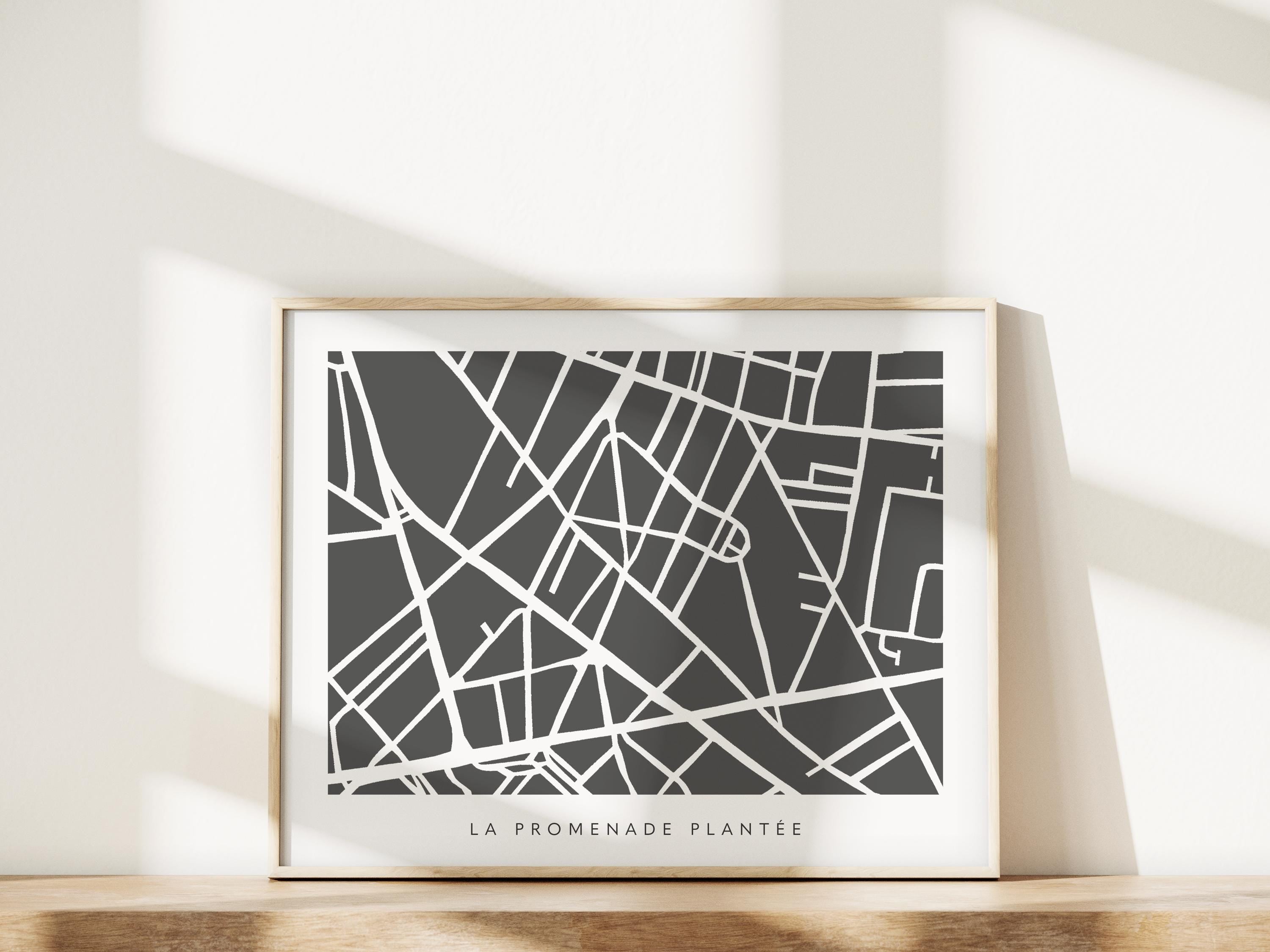 Paris Minimalist Wall Art | La Promenade Plantée | Modern City Street Map | Faraway Places