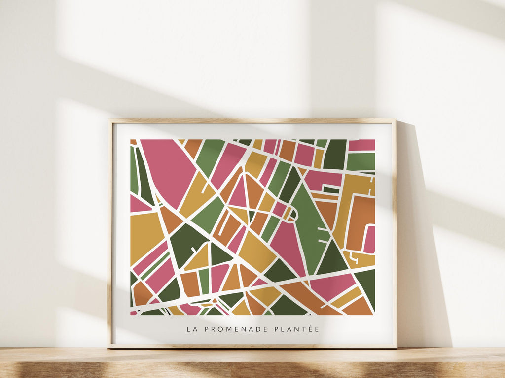 Paris Minimalist Wall Art | La Promenade Plantée | Modern City Street Map | Faraway Places