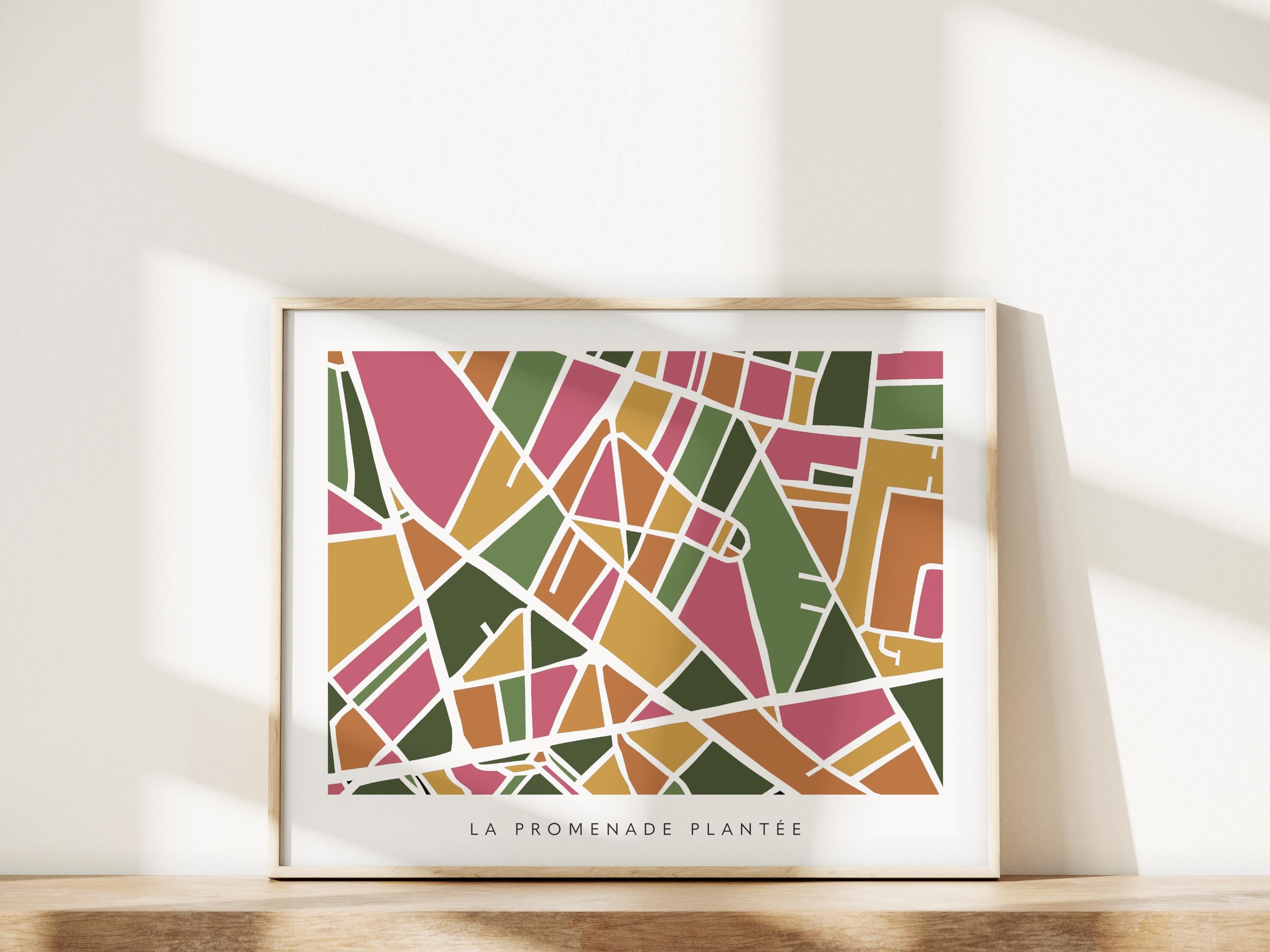 Paris Minimalist Wall Art | La Promenade Plantée | Modern City Street Map | Faraway Places