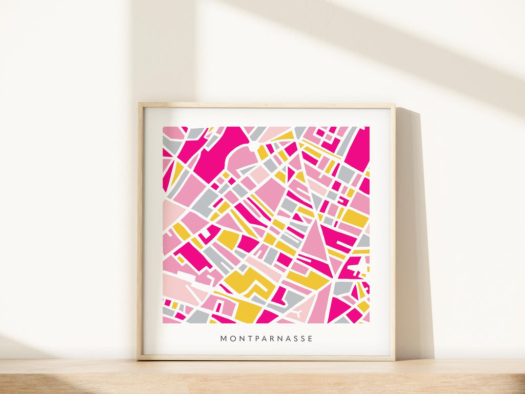 Paris Minimalist Wall Art | Montparnasse | Modern City Street Map | Faraway Places
