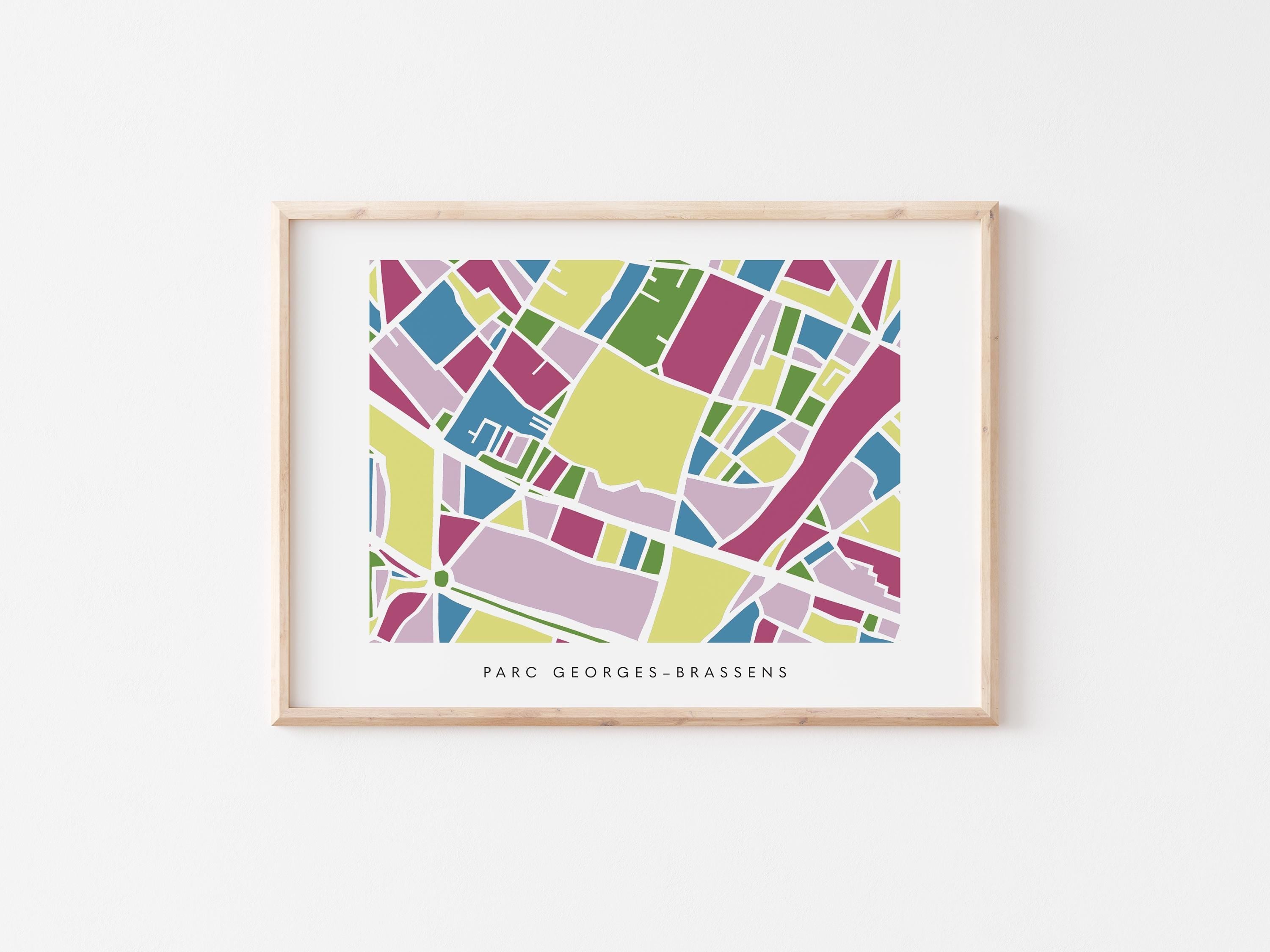 Paris Neighborhood Minimalist Wall Art | 15th Arrondissement | Modern City Street Map | Faraway Places