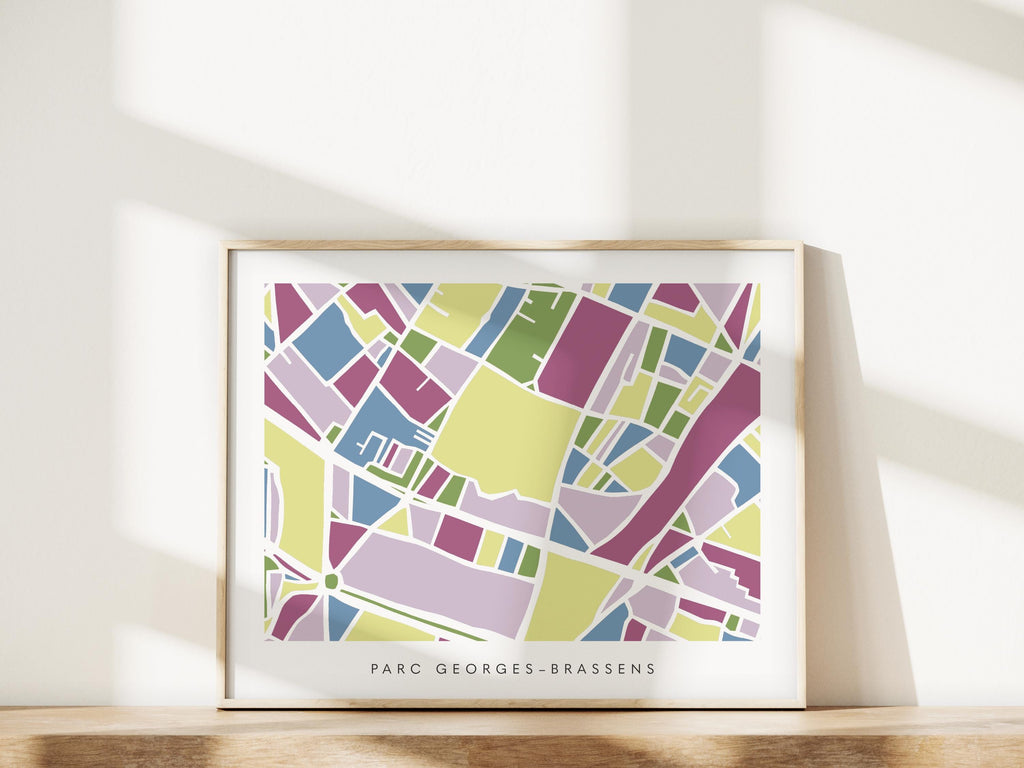 Paris Neighborhood Minimalist Wall Art | 15th Arrondissement | Modern City Street Map | Faraway Places