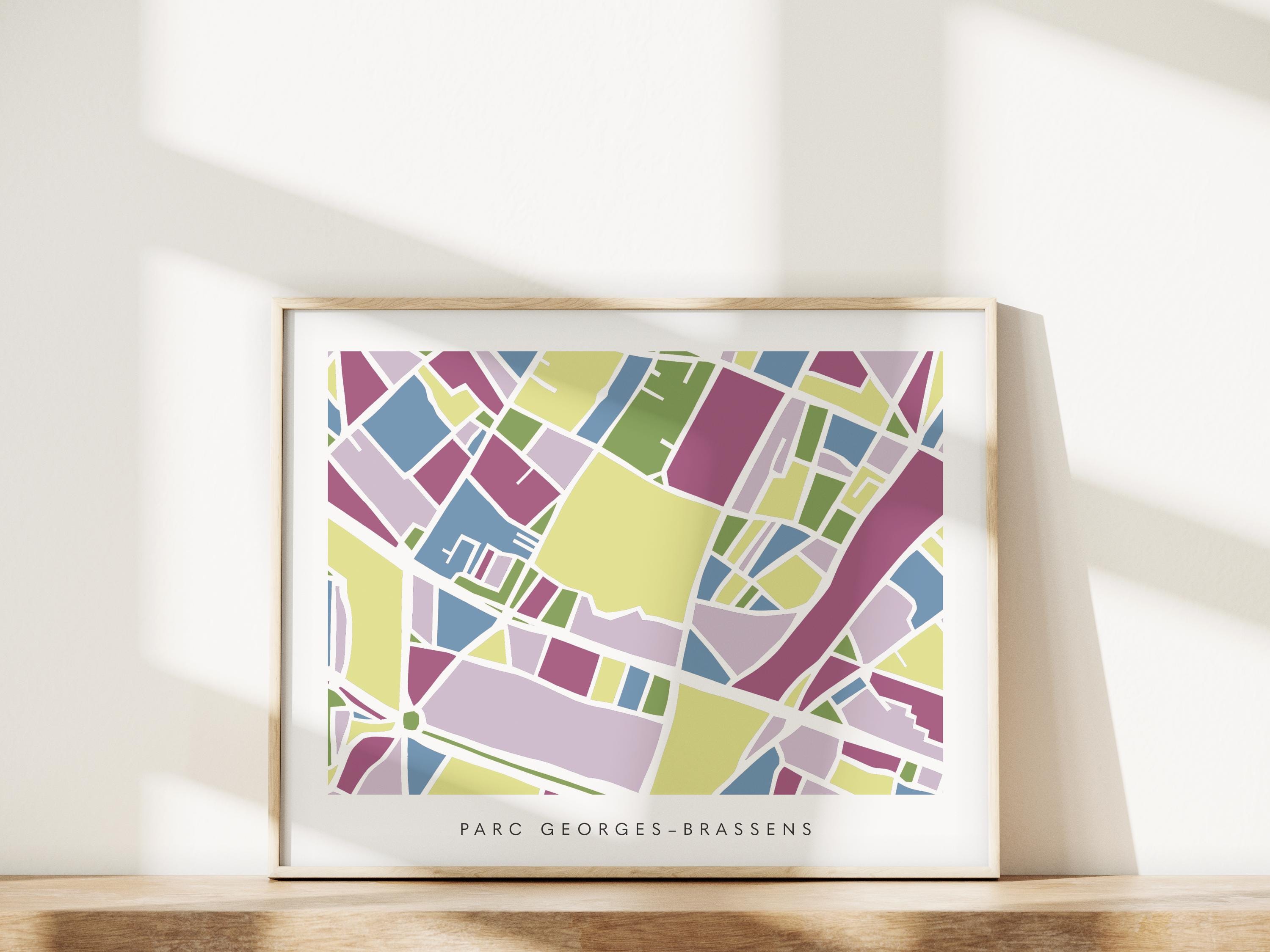 Paris Neighborhood Minimalist Wall Art | 15th Arrondissement | Modern City Street Map | Faraway Places