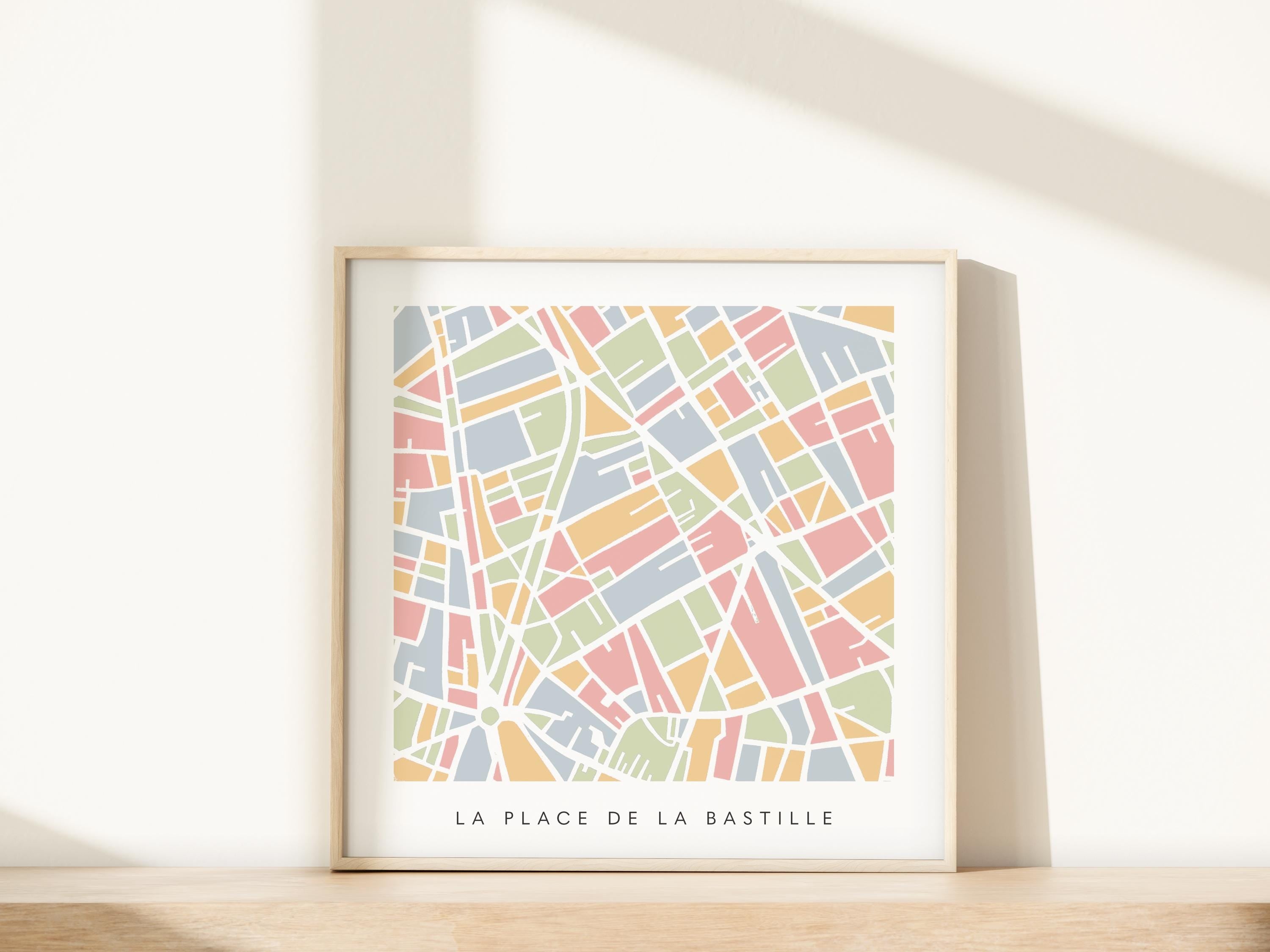 Paris Neighborhood Minimalist Wall Art | 11th Arrondissement | La Bastille | Modern City Map | Faraway Places