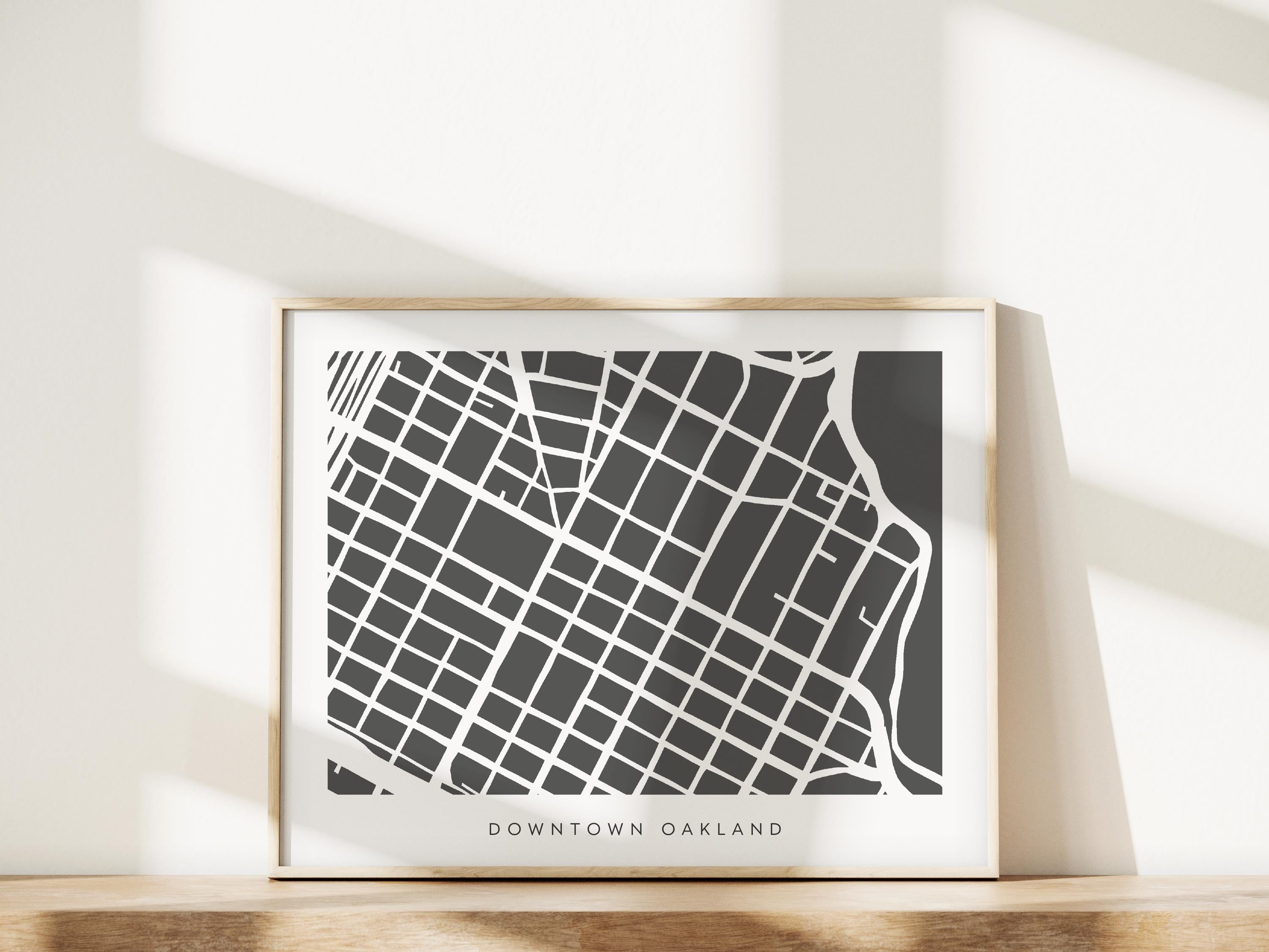Downtown Oakland Minimalist Wall Art | Modern City Map | Faraway Places