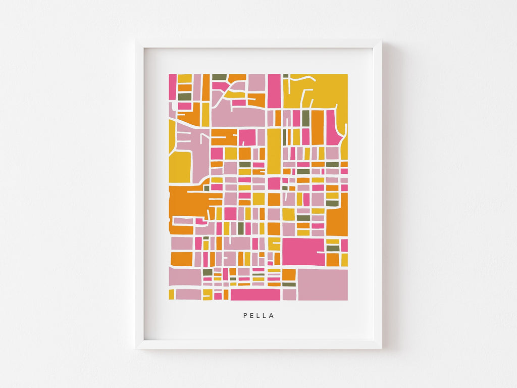 Pella Iowa Minimalist Wall Art | Modern City Map | Faraway Places