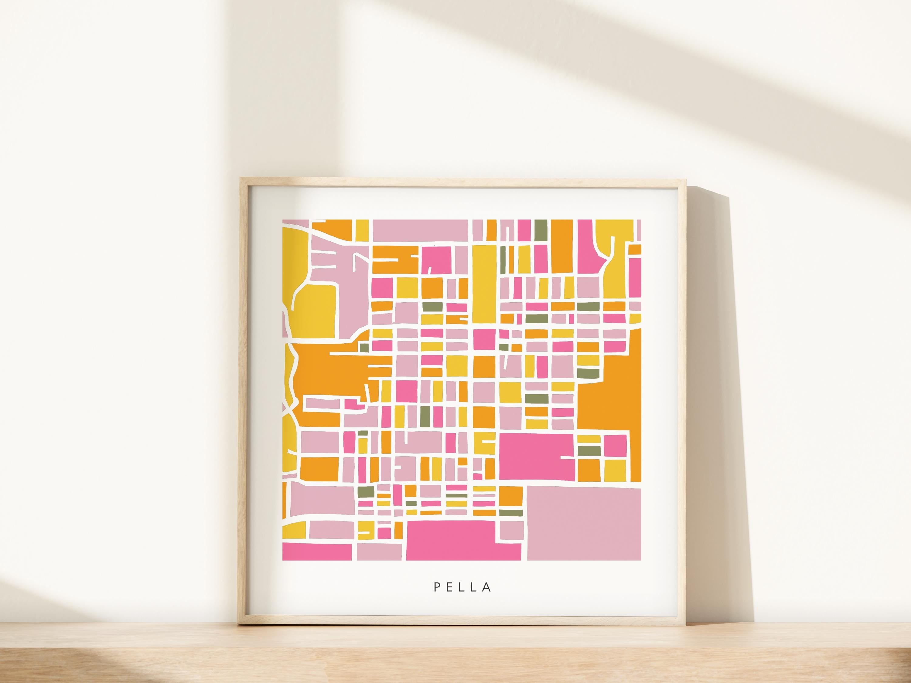Pella Iowa Minimalist Wall Art | Modern City Map | Faraway Places