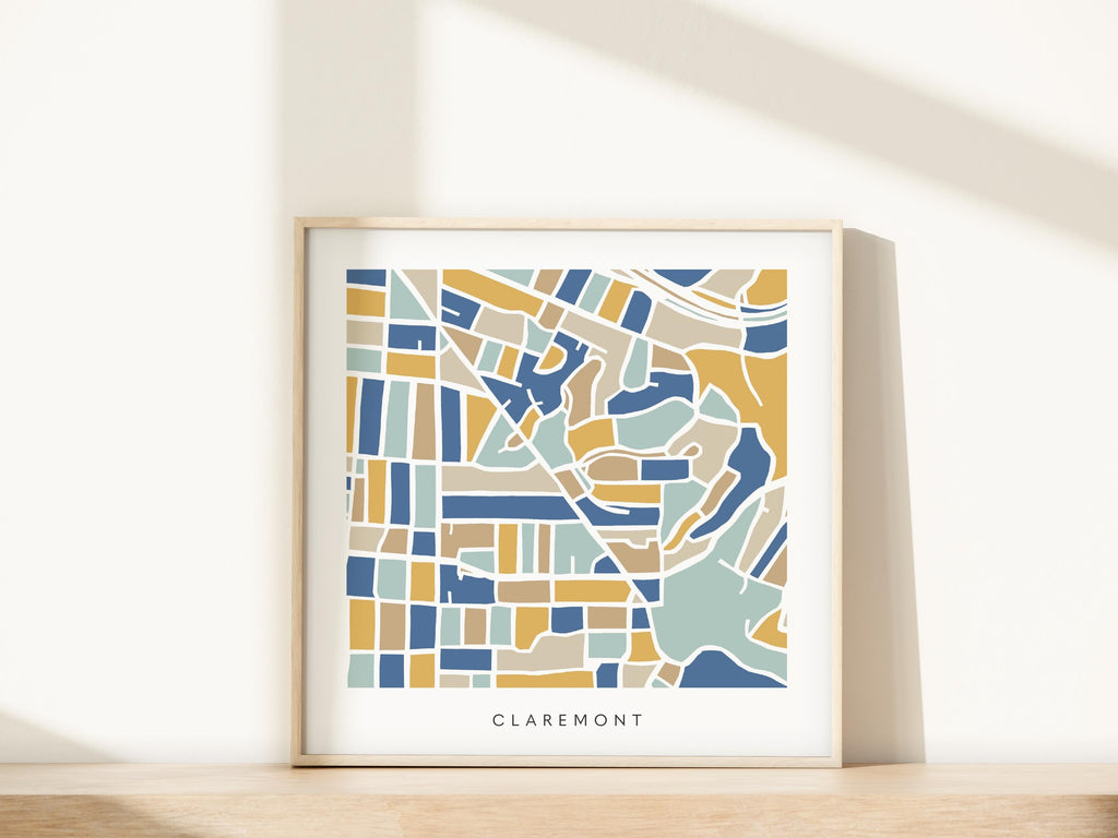 Claremont California (Oakland/Berkeley) Minimalist Wall Art | Modern City Map | Faraway Places