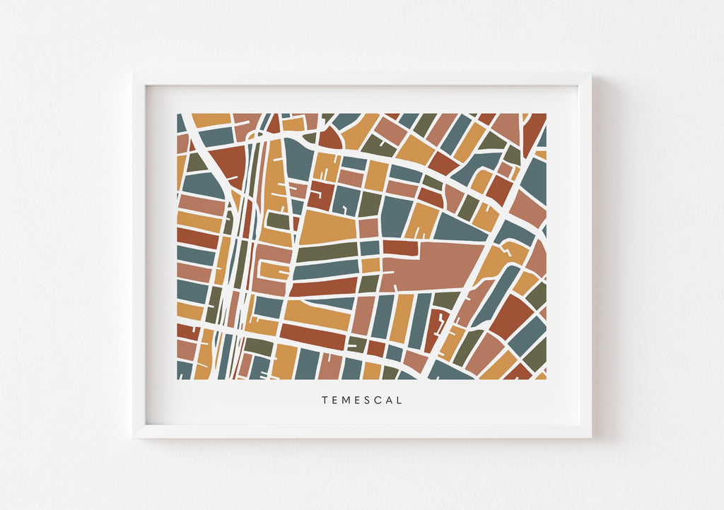 Temescal Oakland Minimalist Wall Art | Modern City Map | Faraway Places