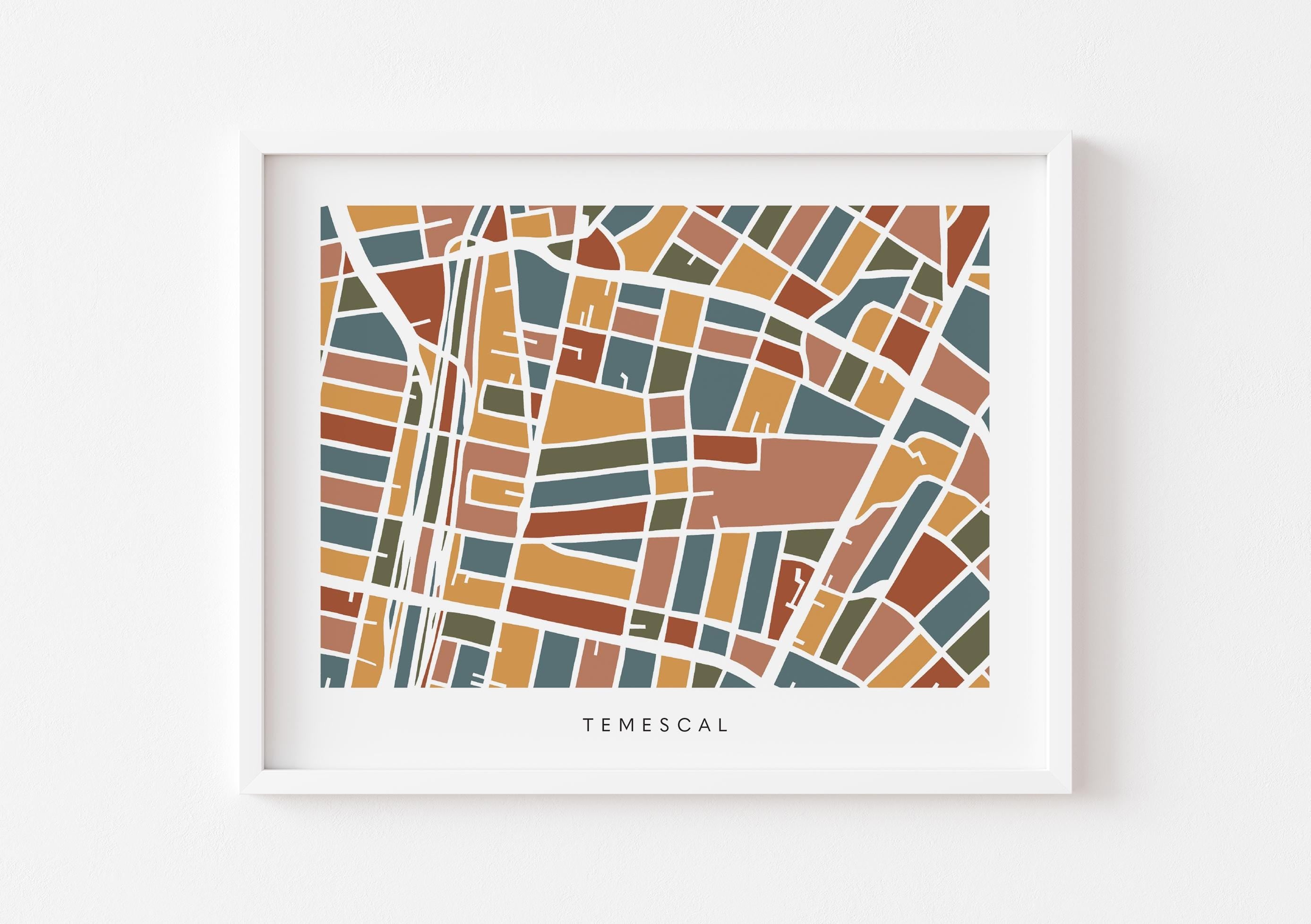 Temescal Oakland Minimalist Wall Art | Modern City Map | Faraway Places