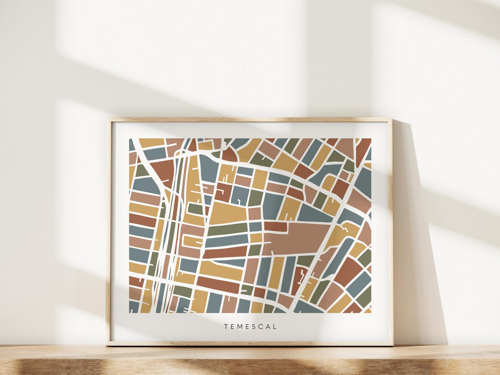 Temescal Oakland Minimalist Wall Art | Modern City Map | Faraway Places