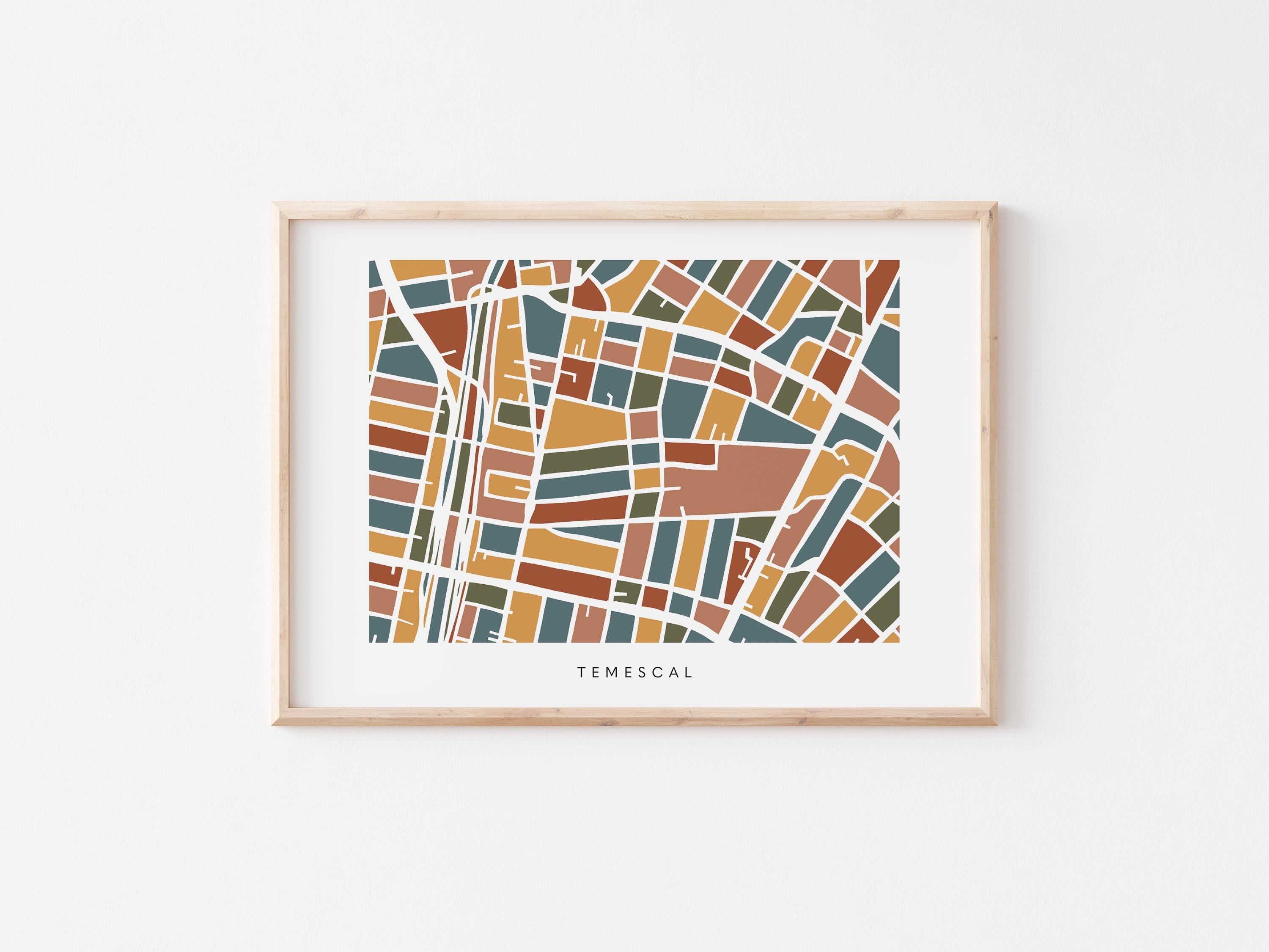 Temescal Oakland Minimalist Wall Art | Modern City Map | Faraway Places