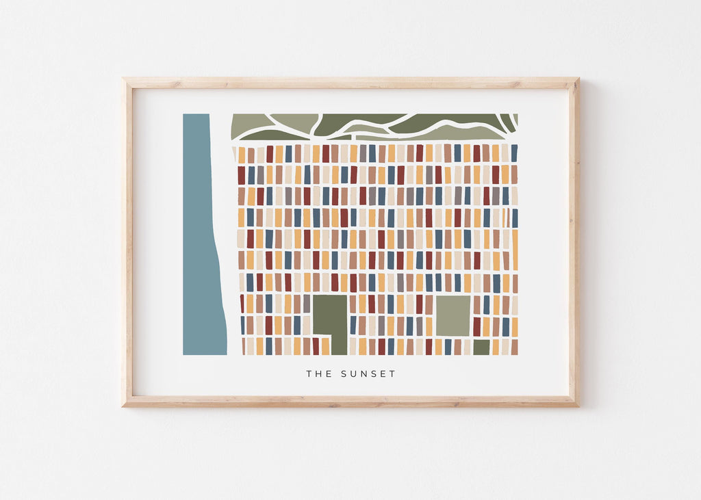 The Sunset San Francisco Minimalist Art Map | Colorful and Modern Map Print