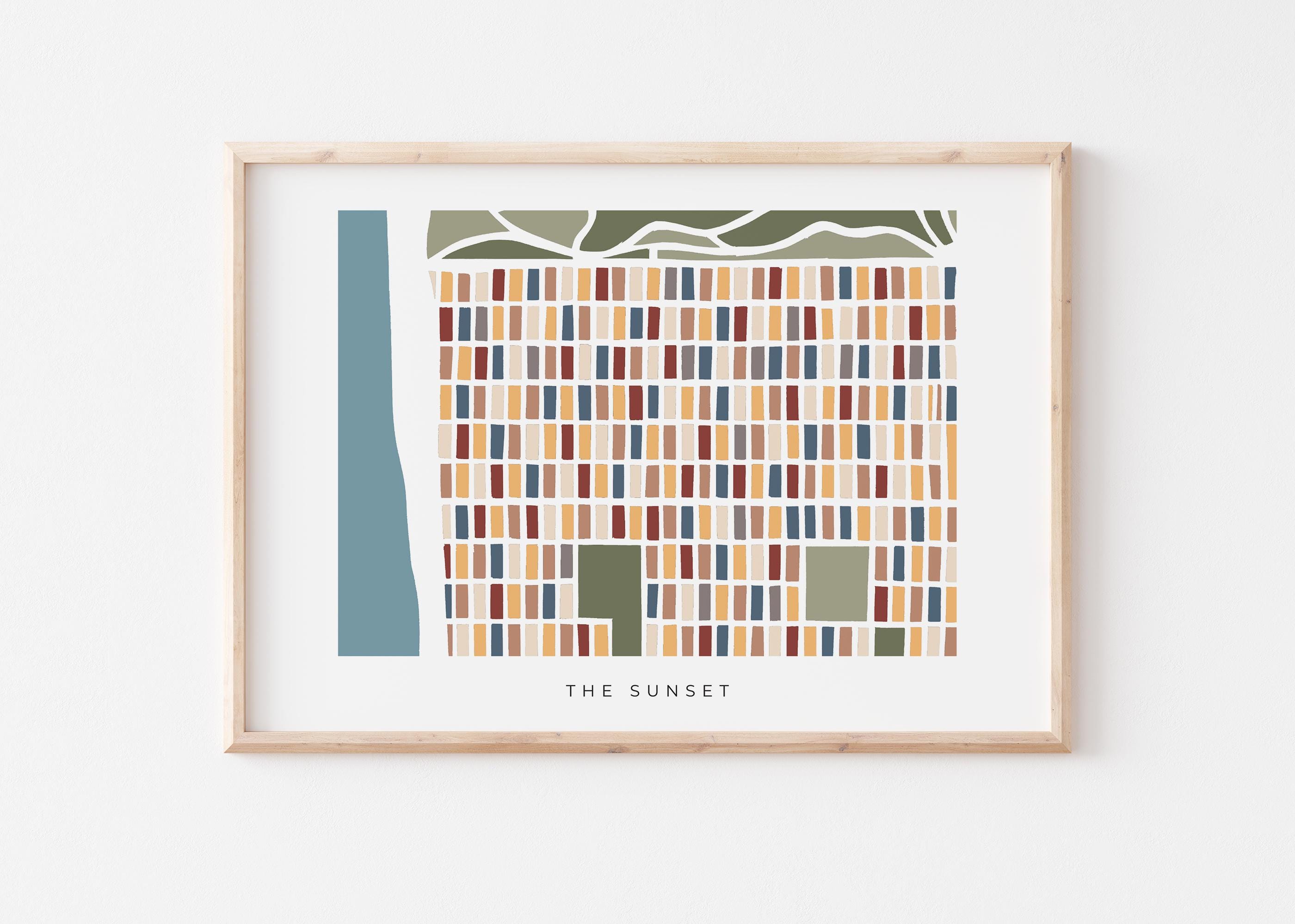 The Sunset San Francisco Minimalist Art Map | Colorful and Modern Map Print