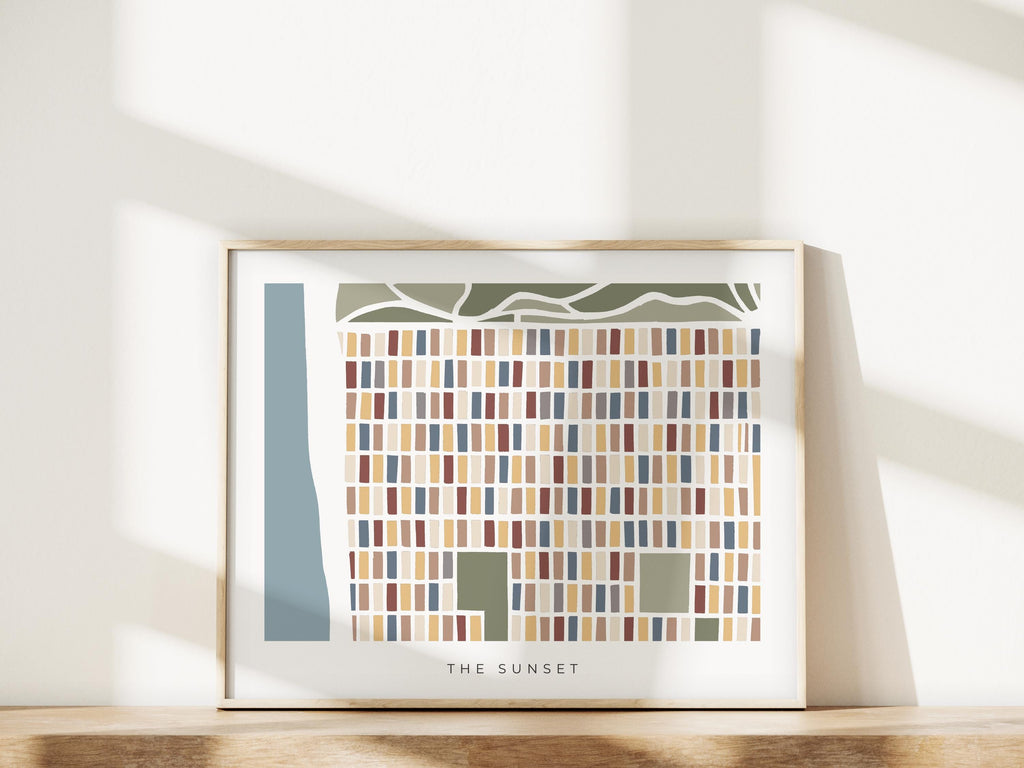 The Sunset San Francisco Minimalist Art Map | Colorful and Modern Map Print