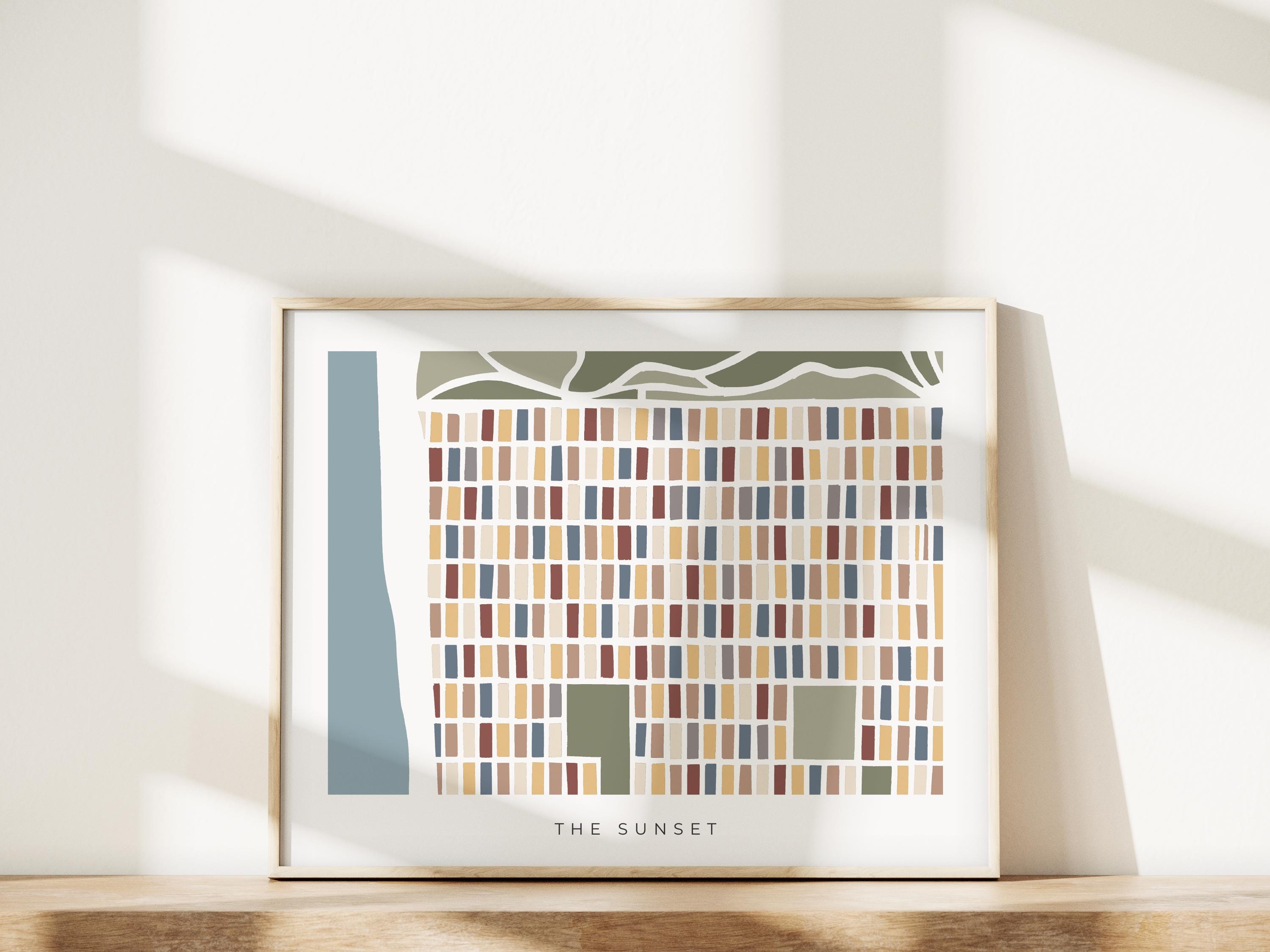 The Sunset San Francisco Minimalist Art Map | Colorful and Modern Map Print