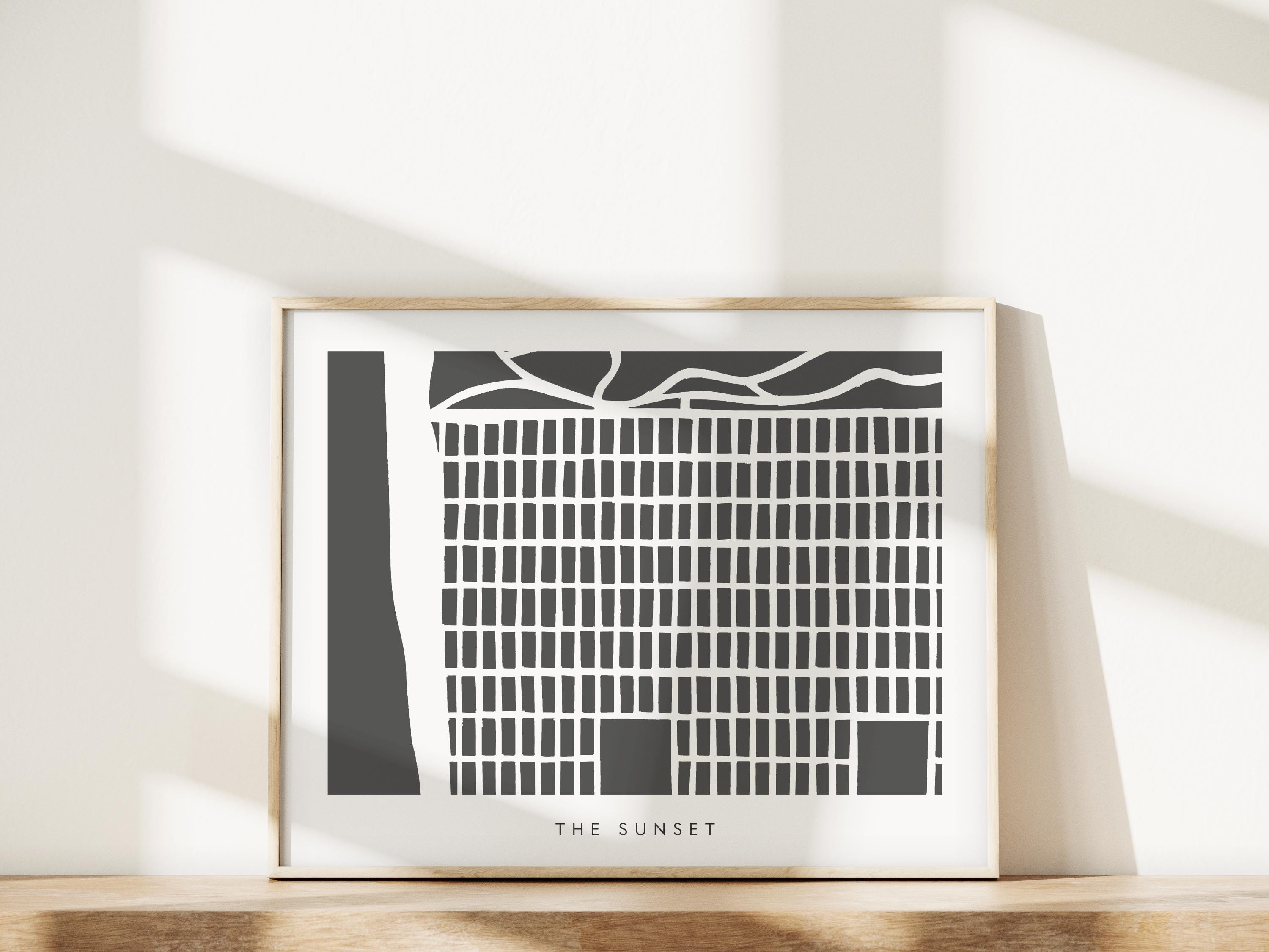 The Sunset San Francisco Minimalist Art Map | Colorful and Modern Map Print
