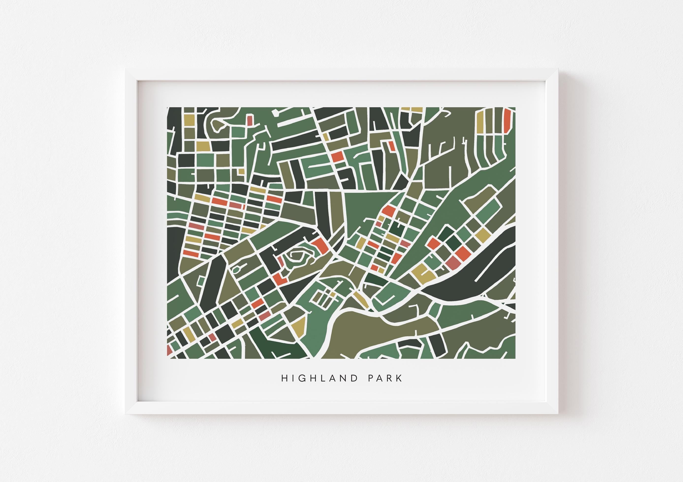 Highland Park Map Print – Colorful Modern Wall Art, Los Angeles Neighborhood Map