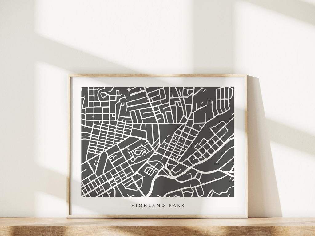 Highland Park Map Print – Colorful Modern Wall Art, Los Angeles Neighborhood Map