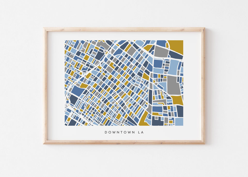 Downtown LA Map Print – Colorful Modern Wall Art, Los Angeles Neighborhood Map