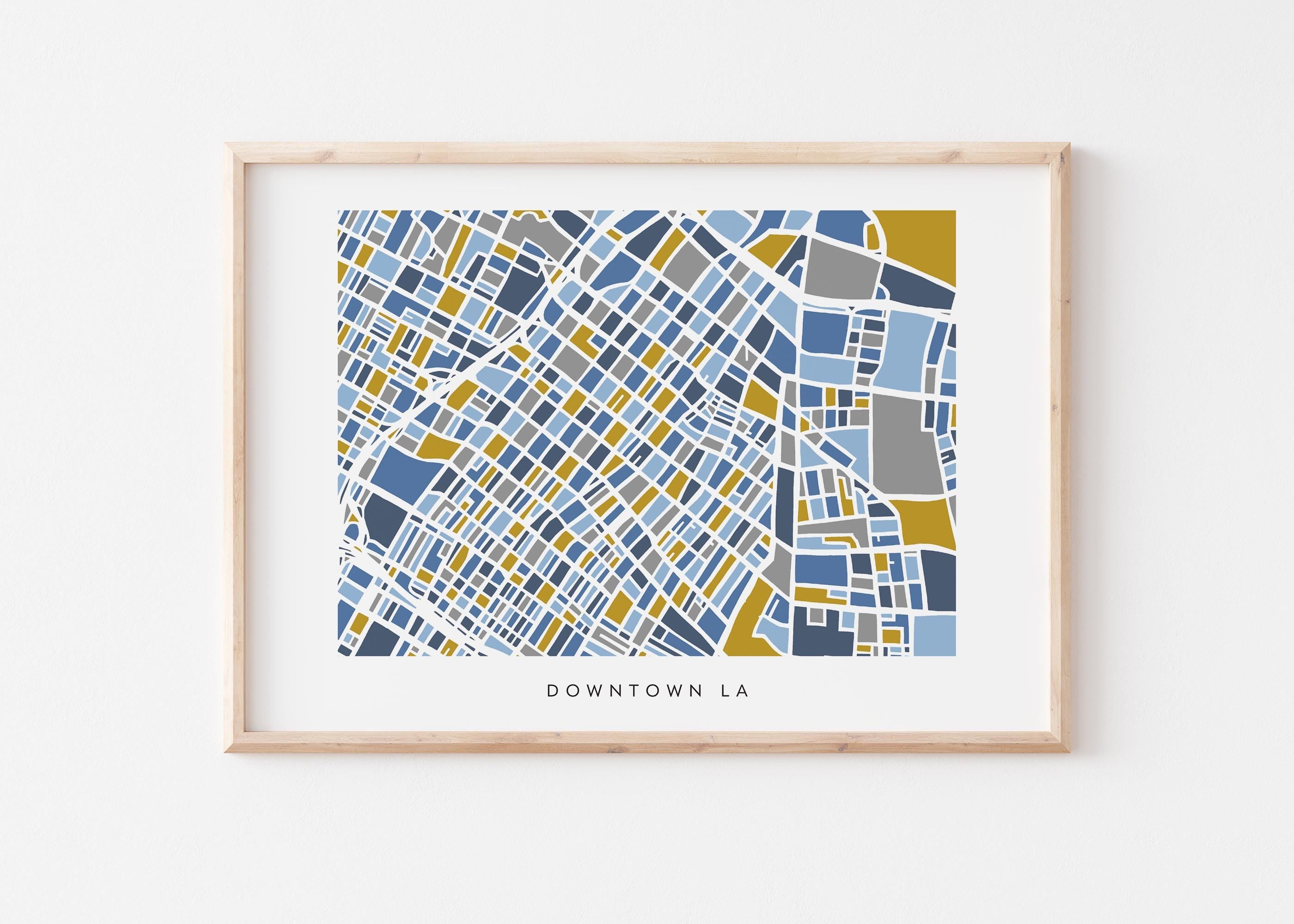Downtown LA Map Print – Colorful Modern Wall Art, Los Angeles Neighborhood Map