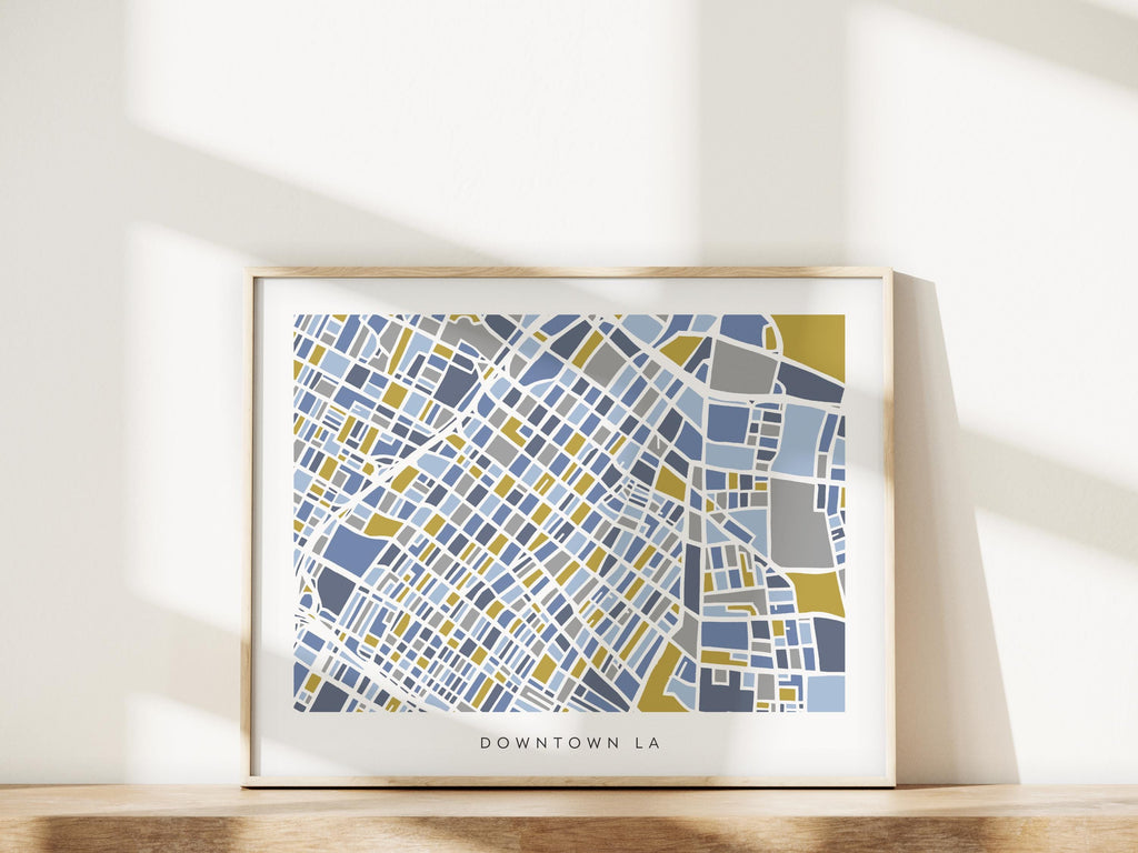 Downtown LA Map Print – Colorful Modern Wall Art, Los Angeles Neighborhood Map