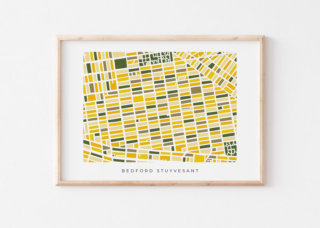 Bedford–Stuyvesant Map Print – Brooklyn Wall Art – Colorful Minimalist Poster