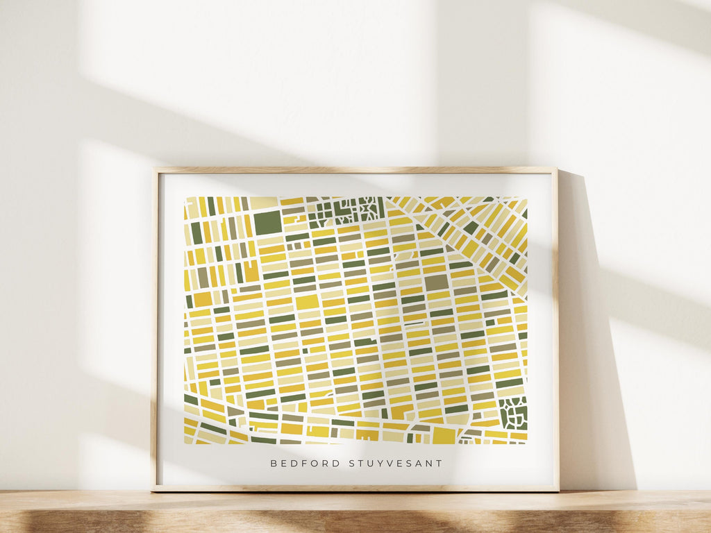 Bedford–Stuyvesant Map Print – Brooklyn Wall Art – Colorful Minimalist Poster