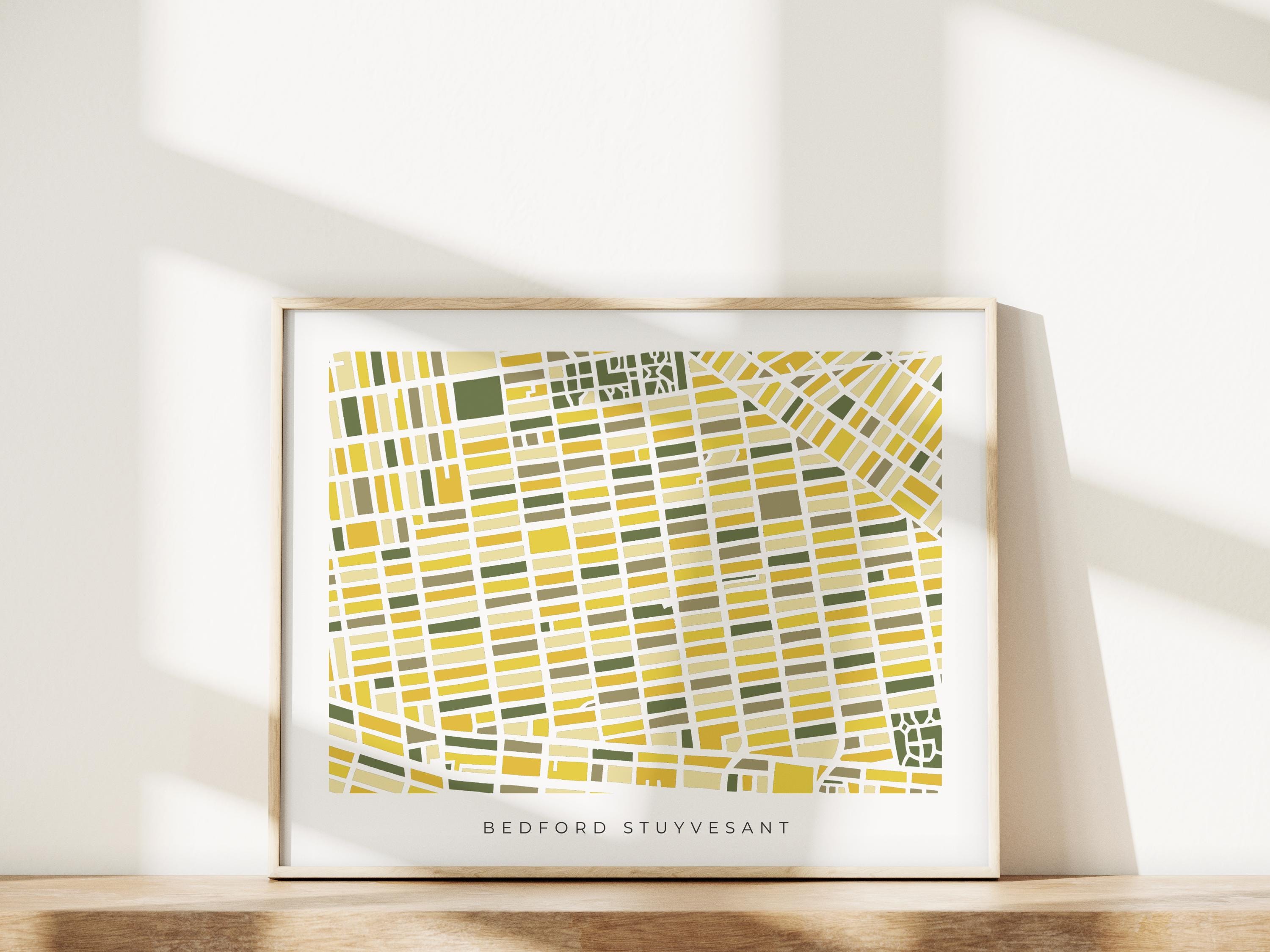 Bedford–Stuyvesant Map Print – Brooklyn Wall Art – Colorful Minimalist Poster