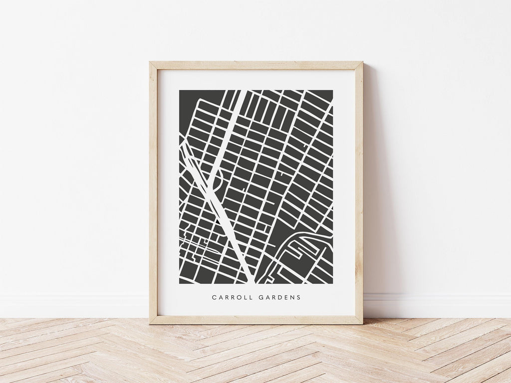 Carroll Gardens Map Print – Brooklyn Wall Art – Colorful Minimalist Poster