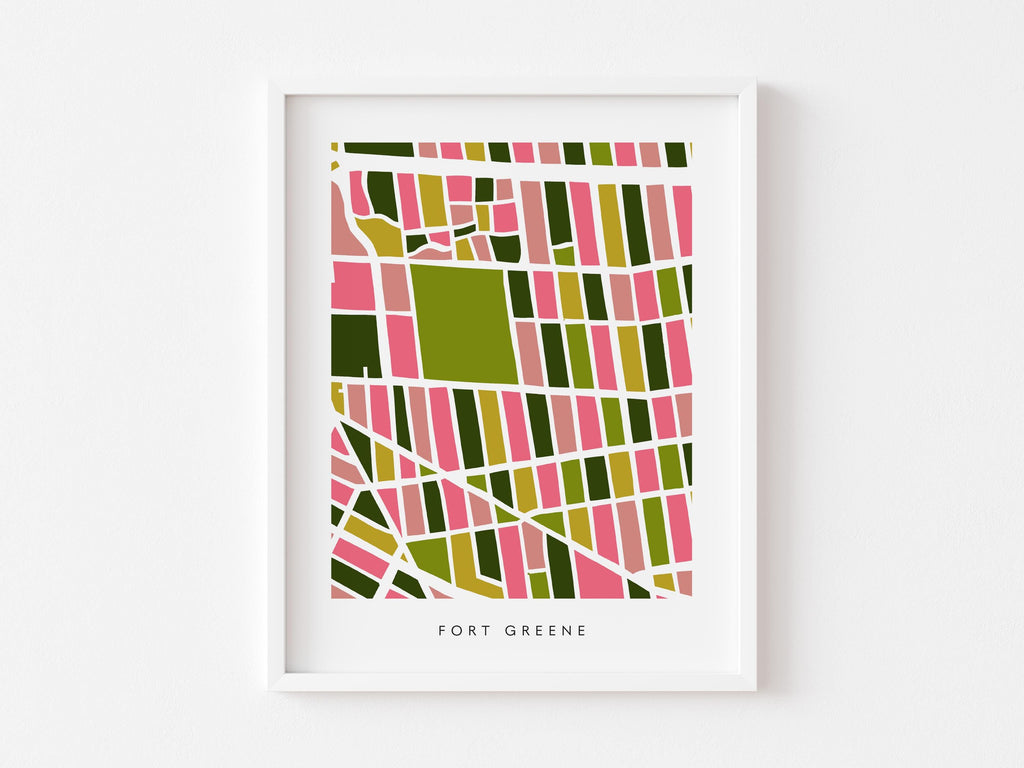 Fort Greene Map Print – Brooklyn Wall Art – Colorful Minimalist Poster