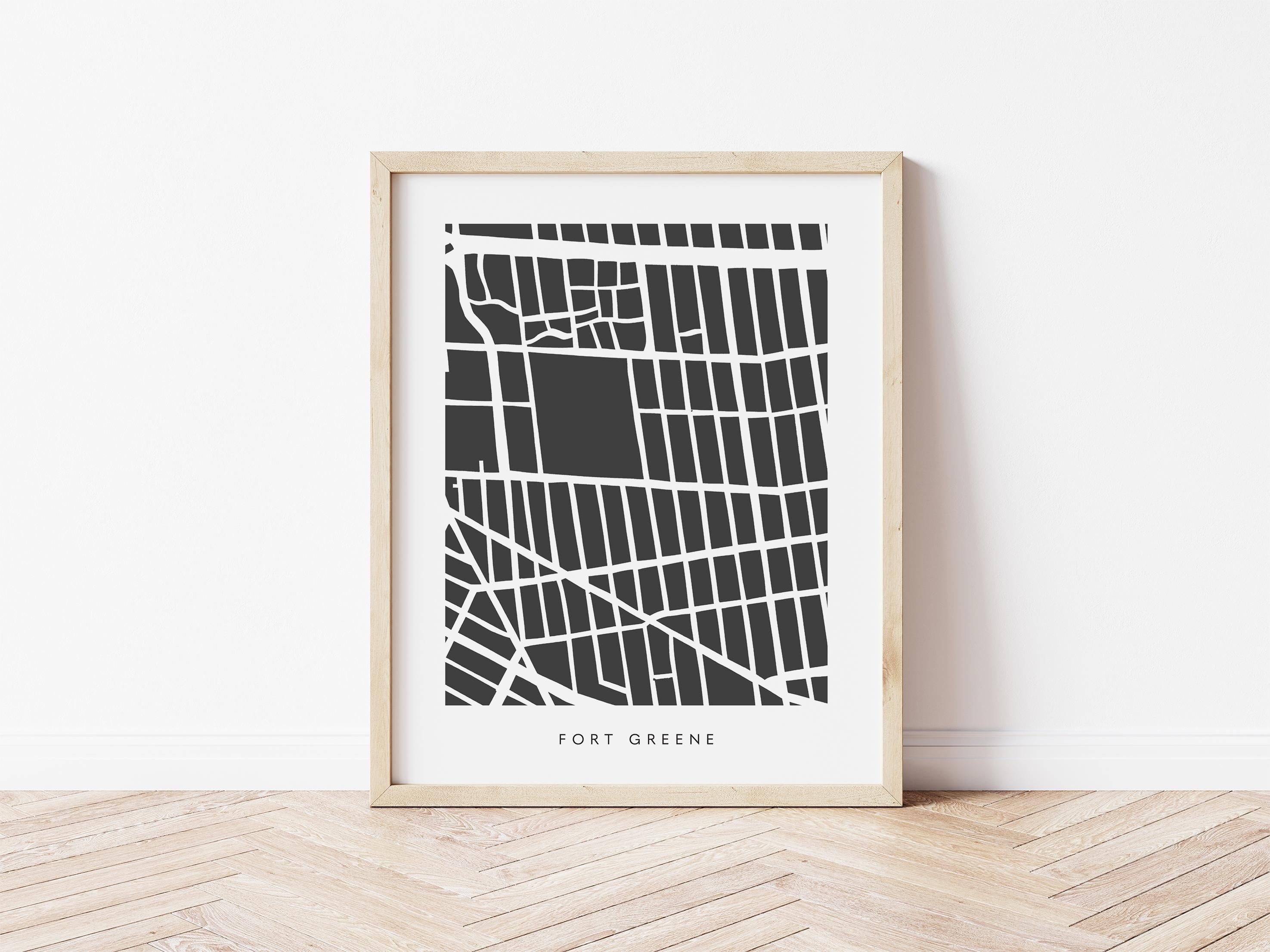 Fort Greene Map Print – Brooklyn Wall Art – Colorful Minimalist Poster