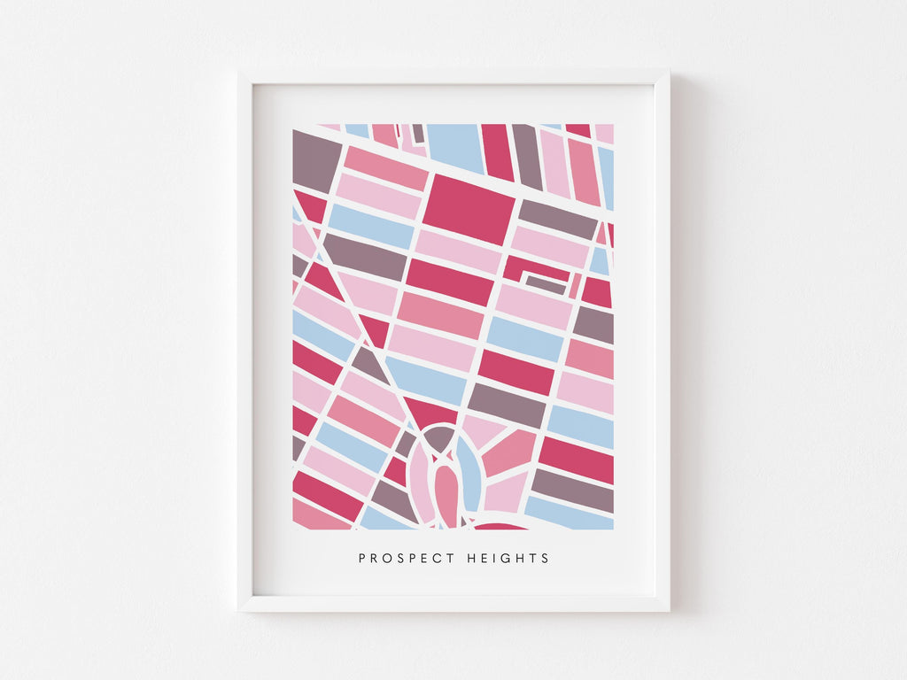 Prospect Heights Map Print – Brooklyn Wall Art – Colorful Minimalist Poster