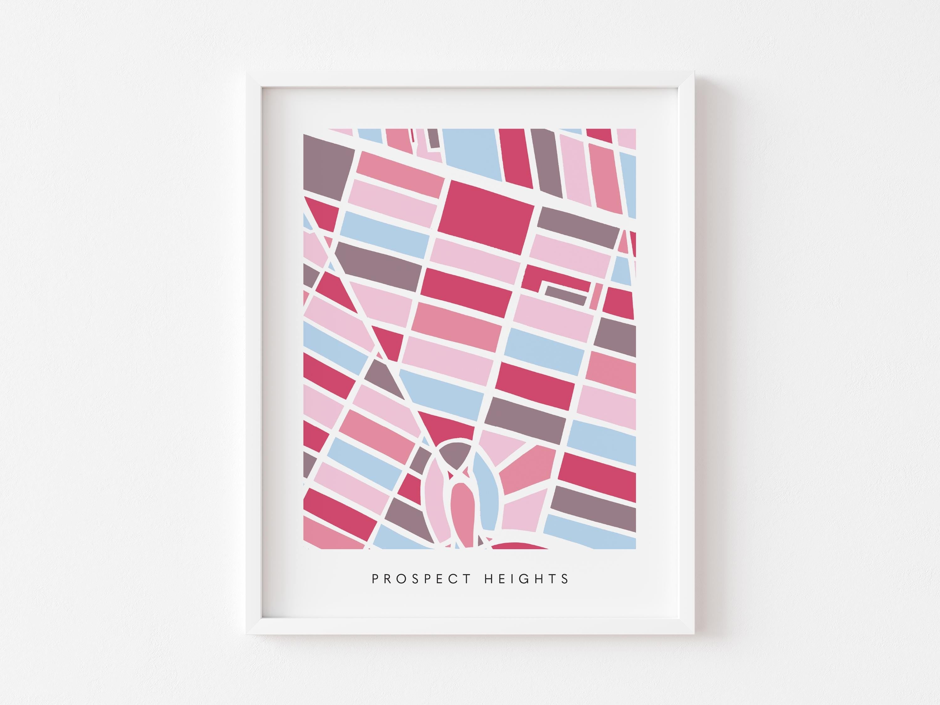 Prospect Heights Map Print – Brooklyn Wall Art – Colorful Minimalist Poster