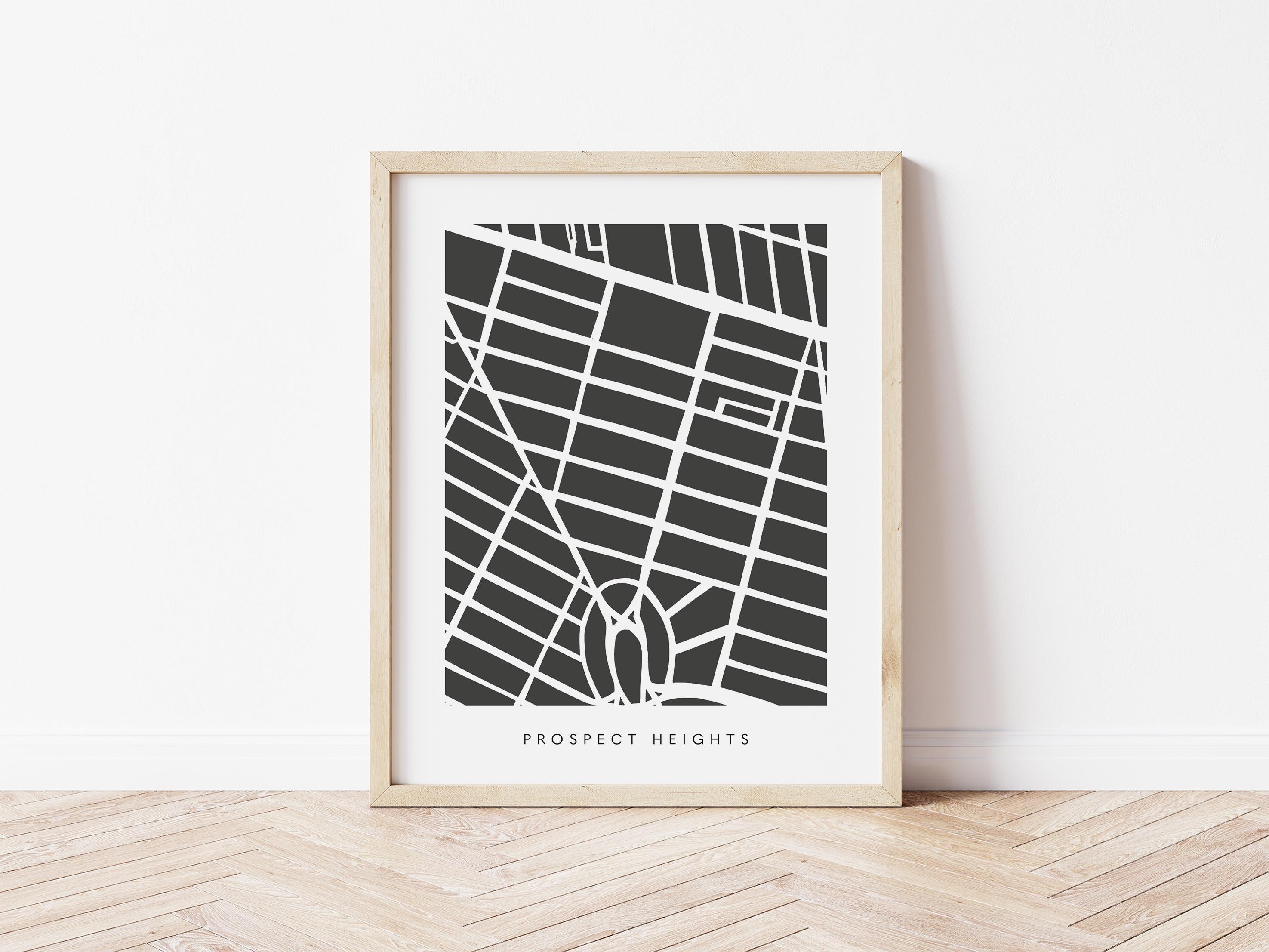 Prospect Heights Map Print – Brooklyn Wall Art – Colorful Minimalist Poster