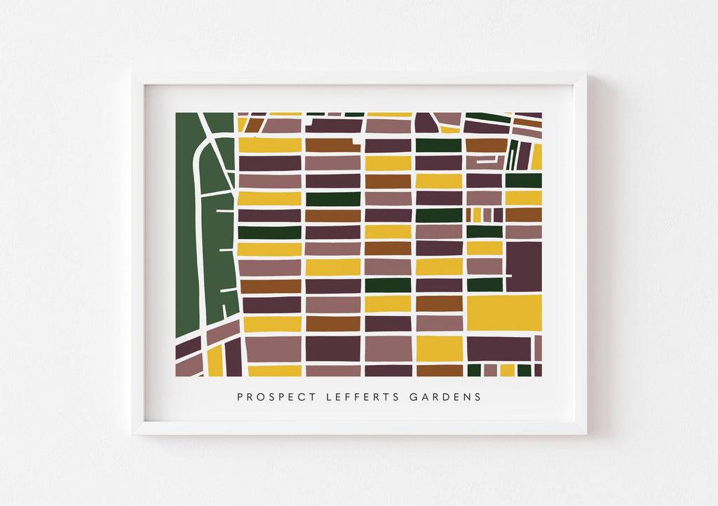 Prospect Lefferts Gardens Map Print – Brooklyn Wall Art – Colorful Minimalist Poster