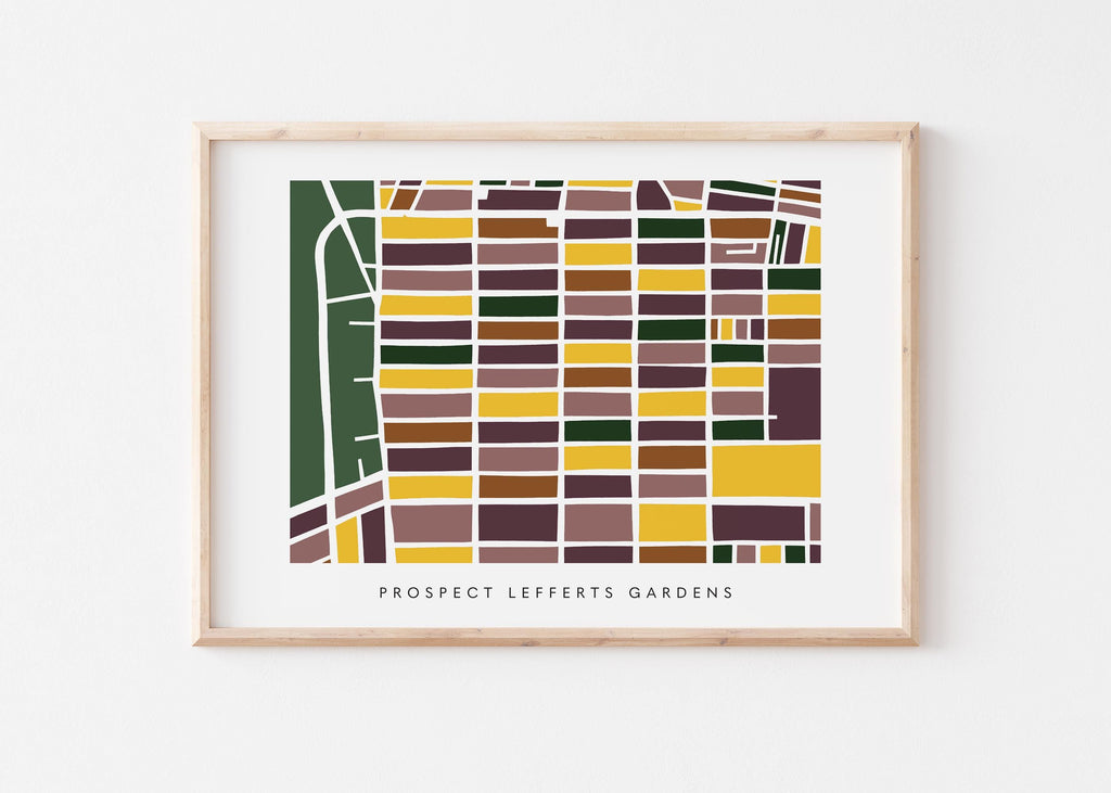 Prospect Lefferts Gardens Map Print – Brooklyn Wall Art – Colorful Minimalist Poster