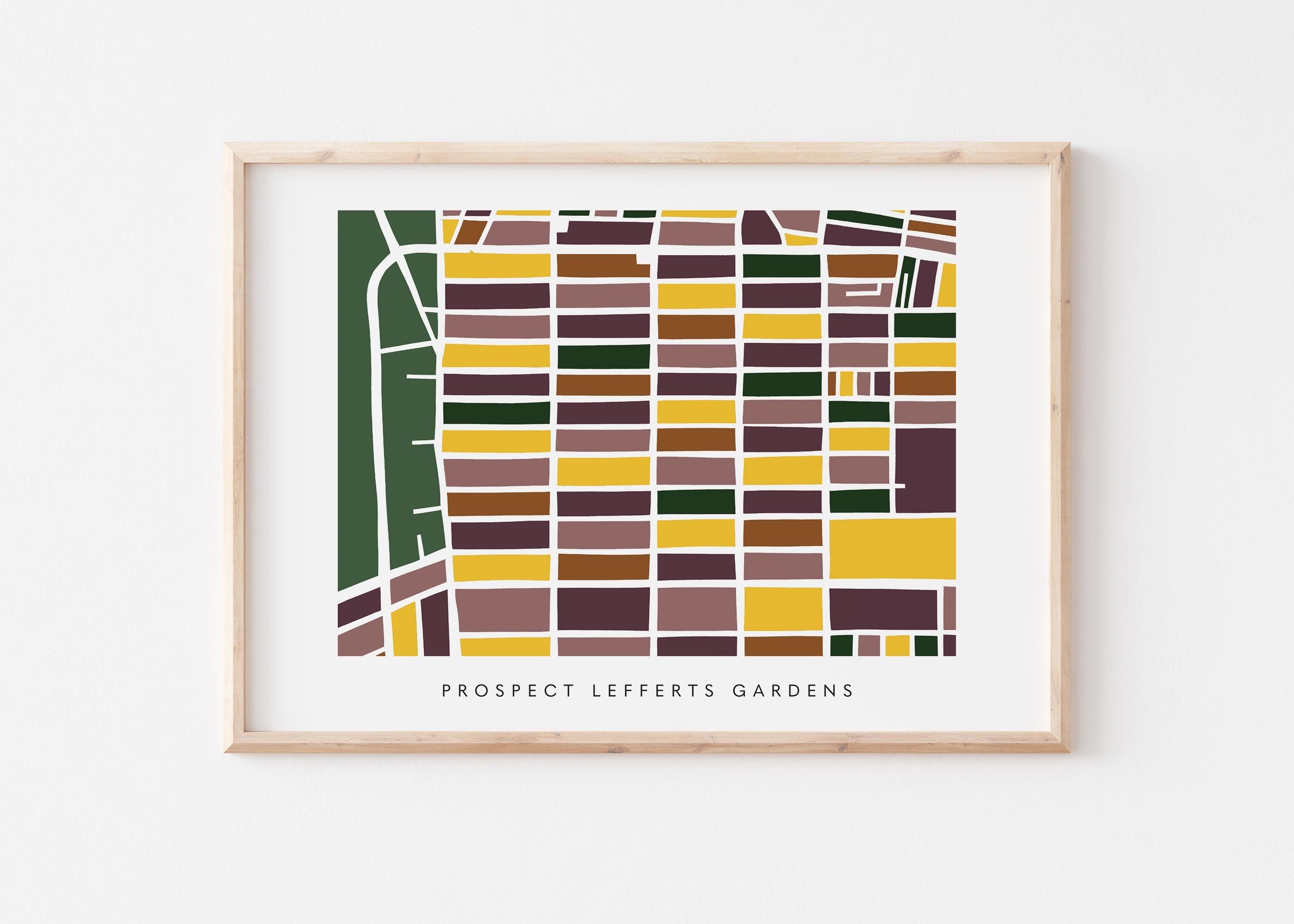 Prospect Lefferts Gardens Map Print – Brooklyn Wall Art – Colorful Minimalist Poster
