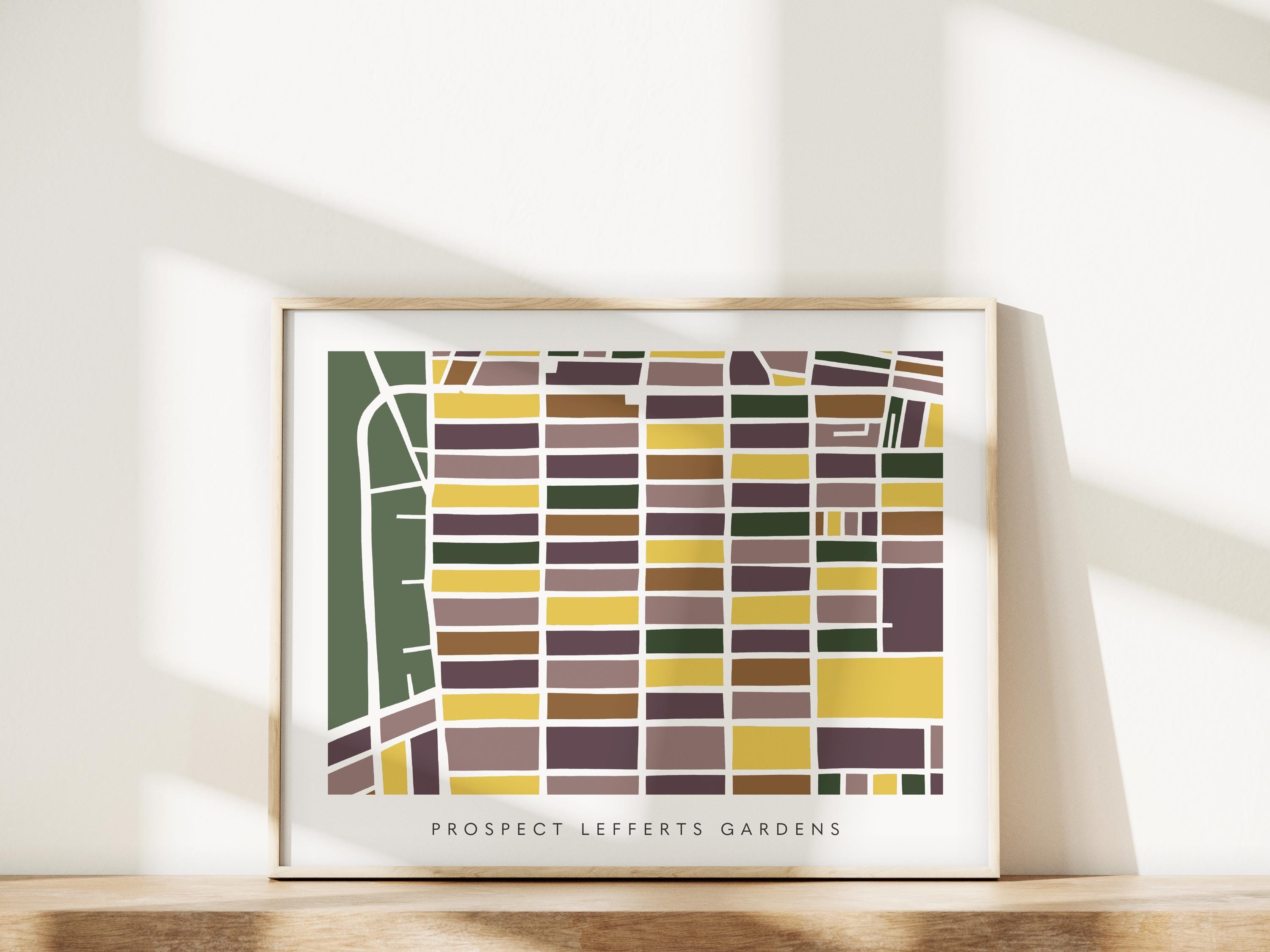 Prospect Lefferts Gardens Map Print – Brooklyn Wall Art – Colorful Minimalist Poster