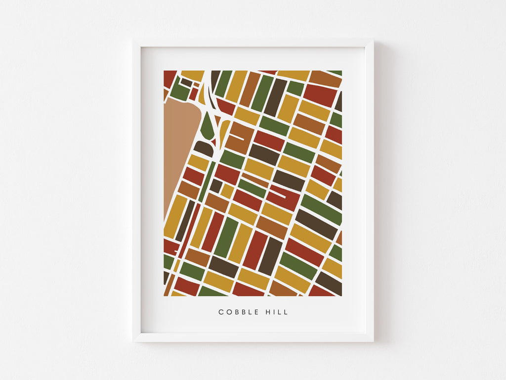 Cobble Hill Map Print – Brooklyn Wall Art – Colorful Minimalist Poster