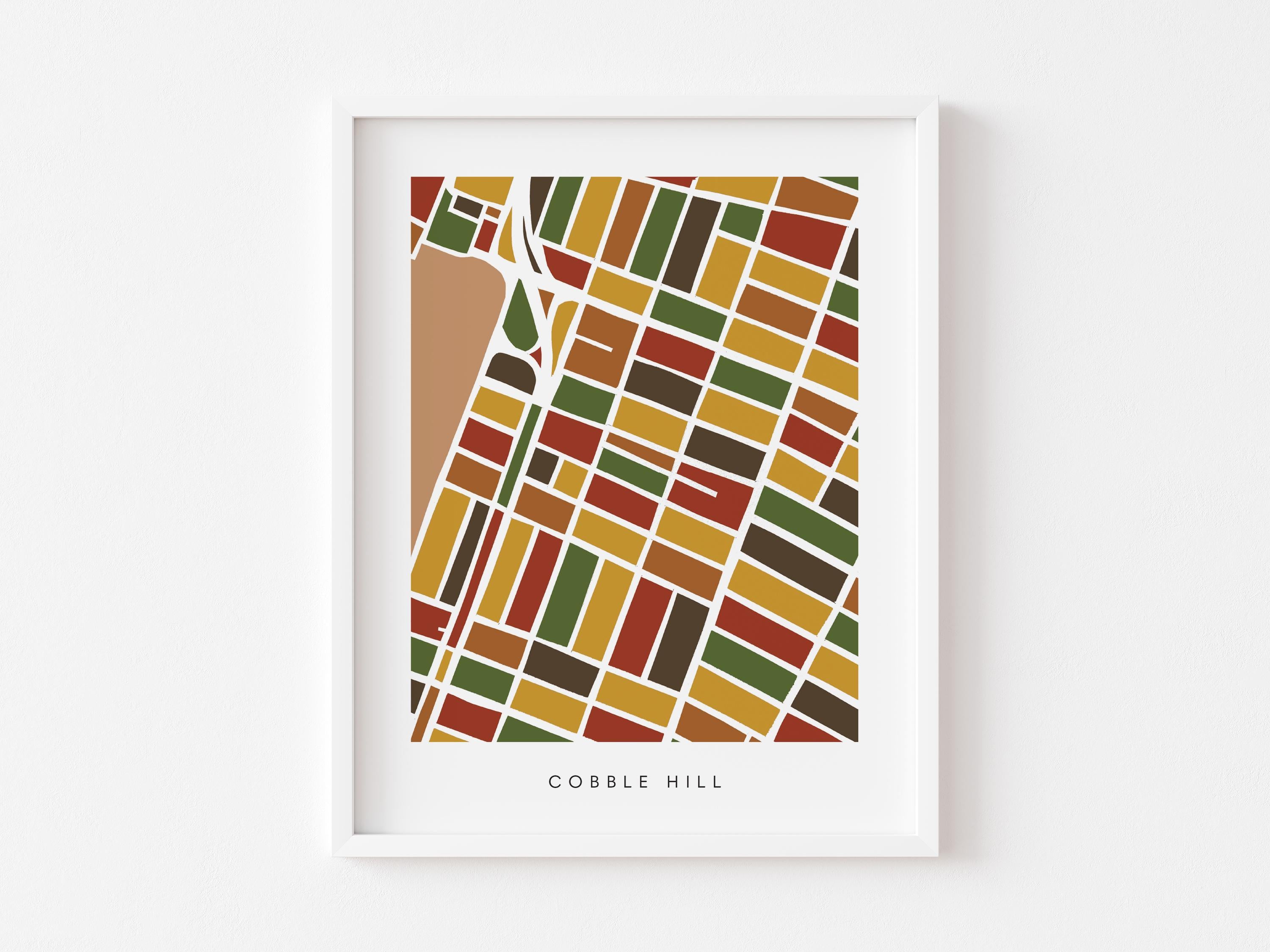 Cobble Hill Map Print – Brooklyn Wall Art – Colorful Minimalist Poster