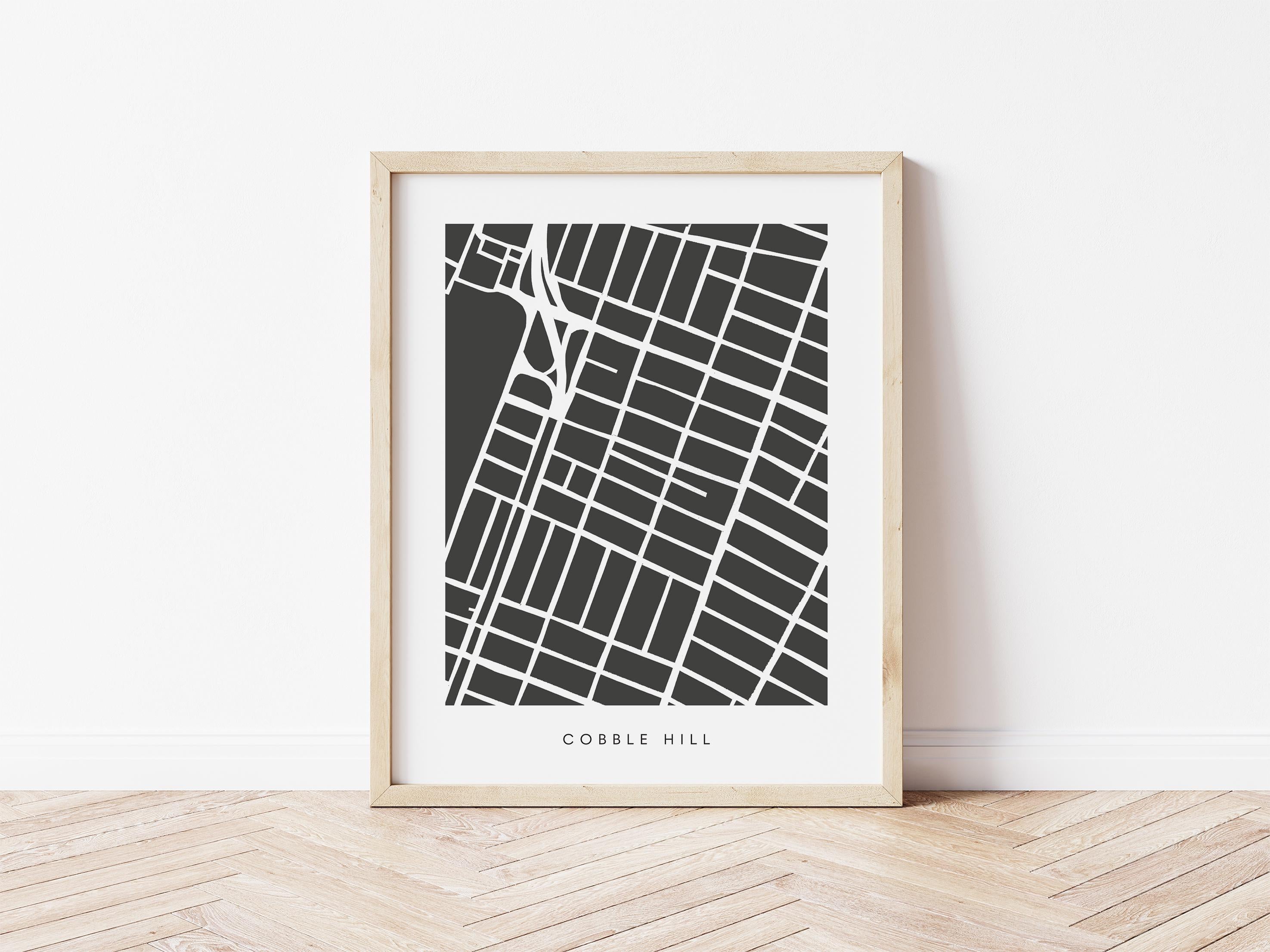 Cobble Hill Map Print – Brooklyn Wall Art – Colorful Minimalist Poster