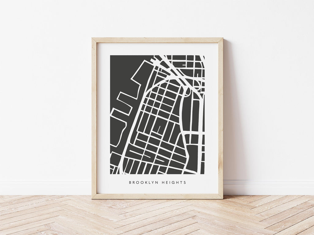 Brooklyn Heights Map Print – Brooklyn Wall Art – Colorful Minimalist Poster