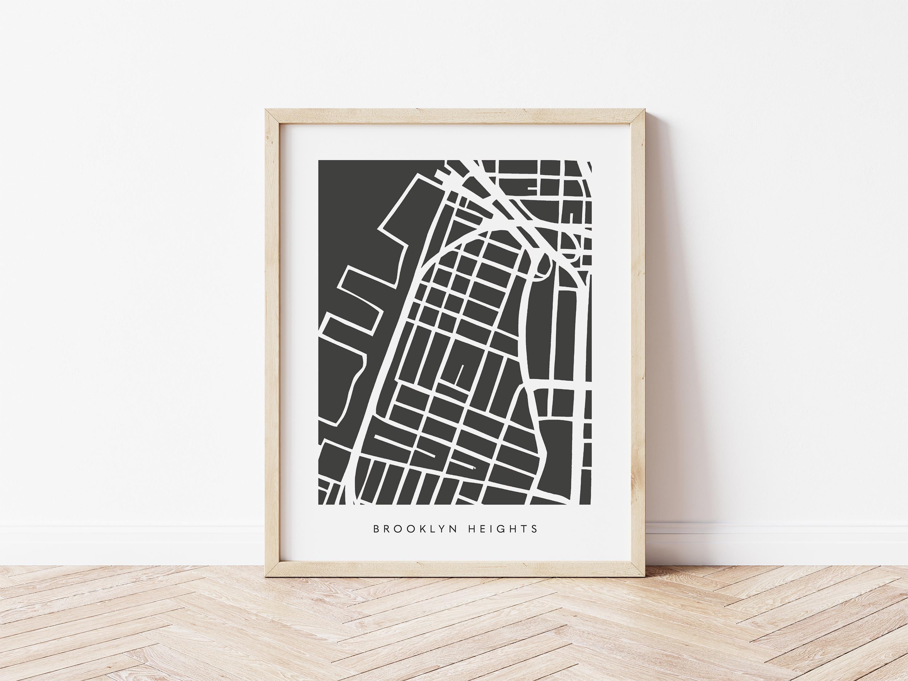 Brooklyn Heights Map Print – Brooklyn Wall Art – Colorful Minimalist Poster