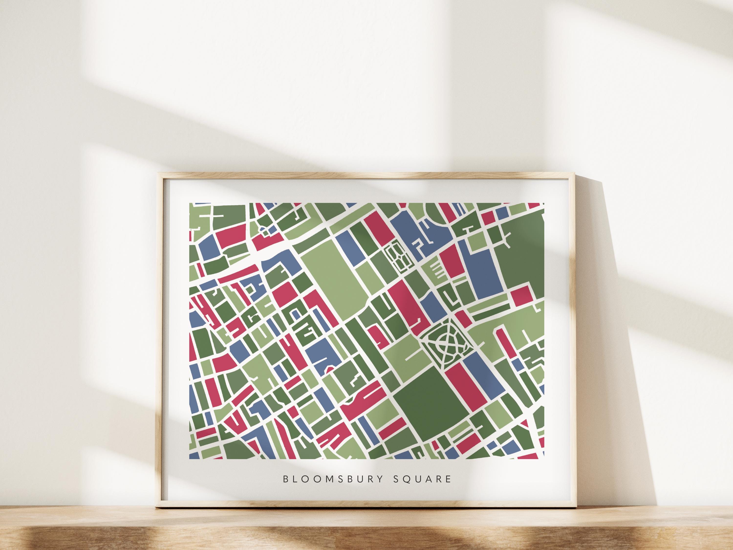 Bloomsbury London Art Map Print – Minimalist Colorful Design