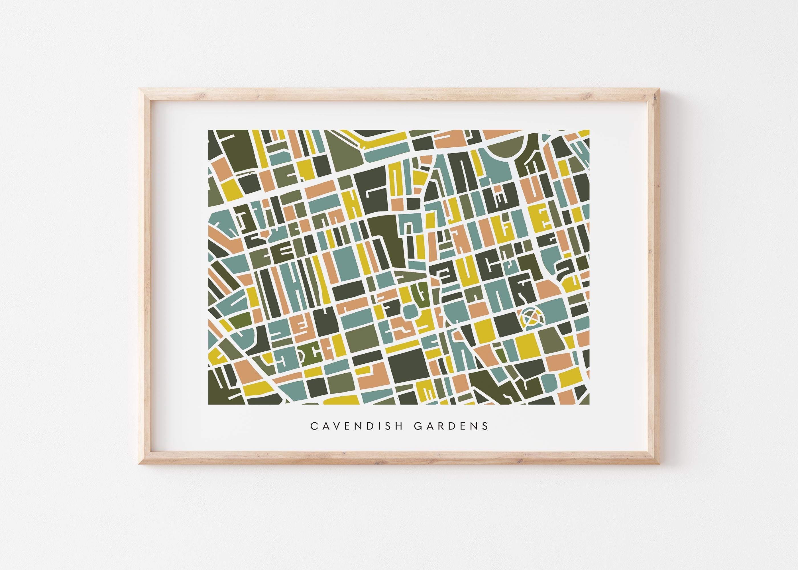 Cavendish Gardens London Map Print – London Wall Art – Colorful & Minimalist Poster
