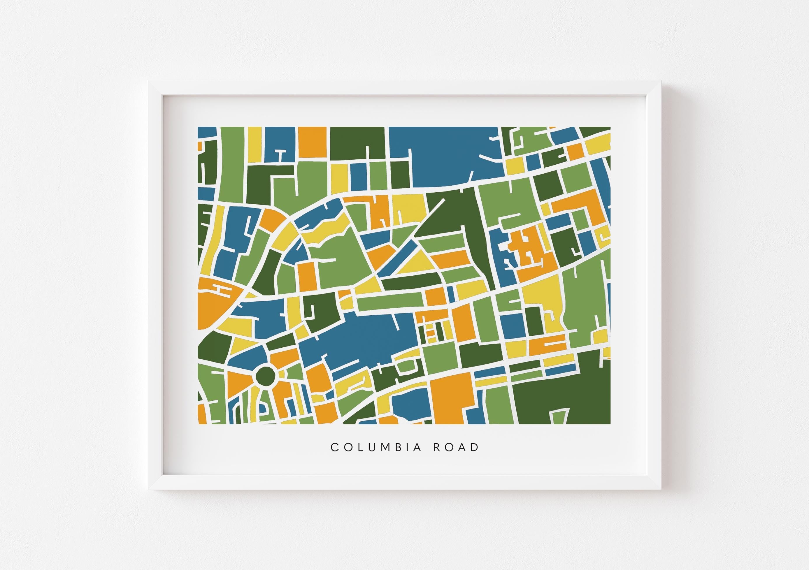 Columbia Road Map Print – London Wall Art – Colorful & Minimalist Poster