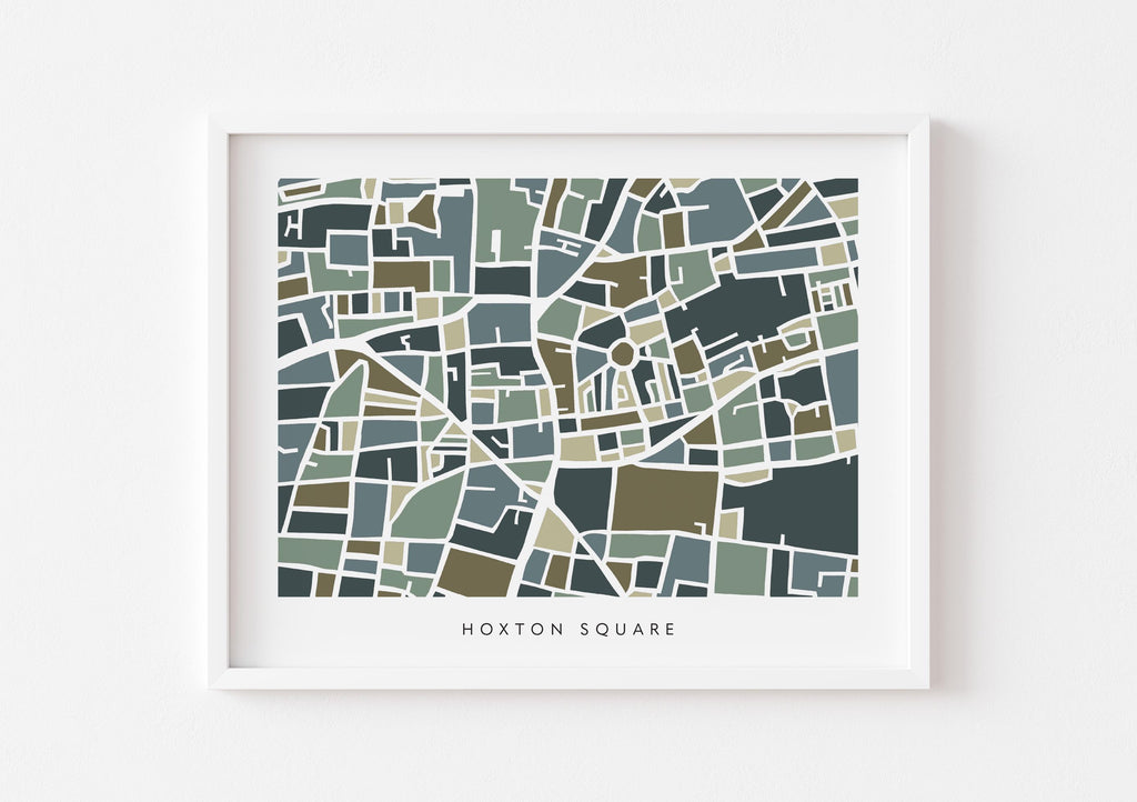 Hoxton Square Map Print – London Wall Art – Colorful & Minimalist Poster