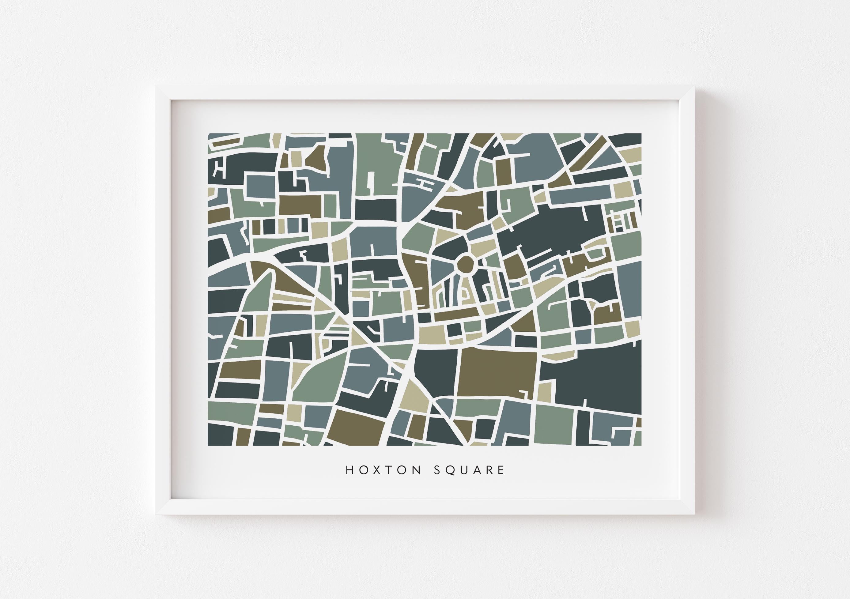 Hoxton Square Map Print – London Wall Art – Colorful & Minimalist Poster